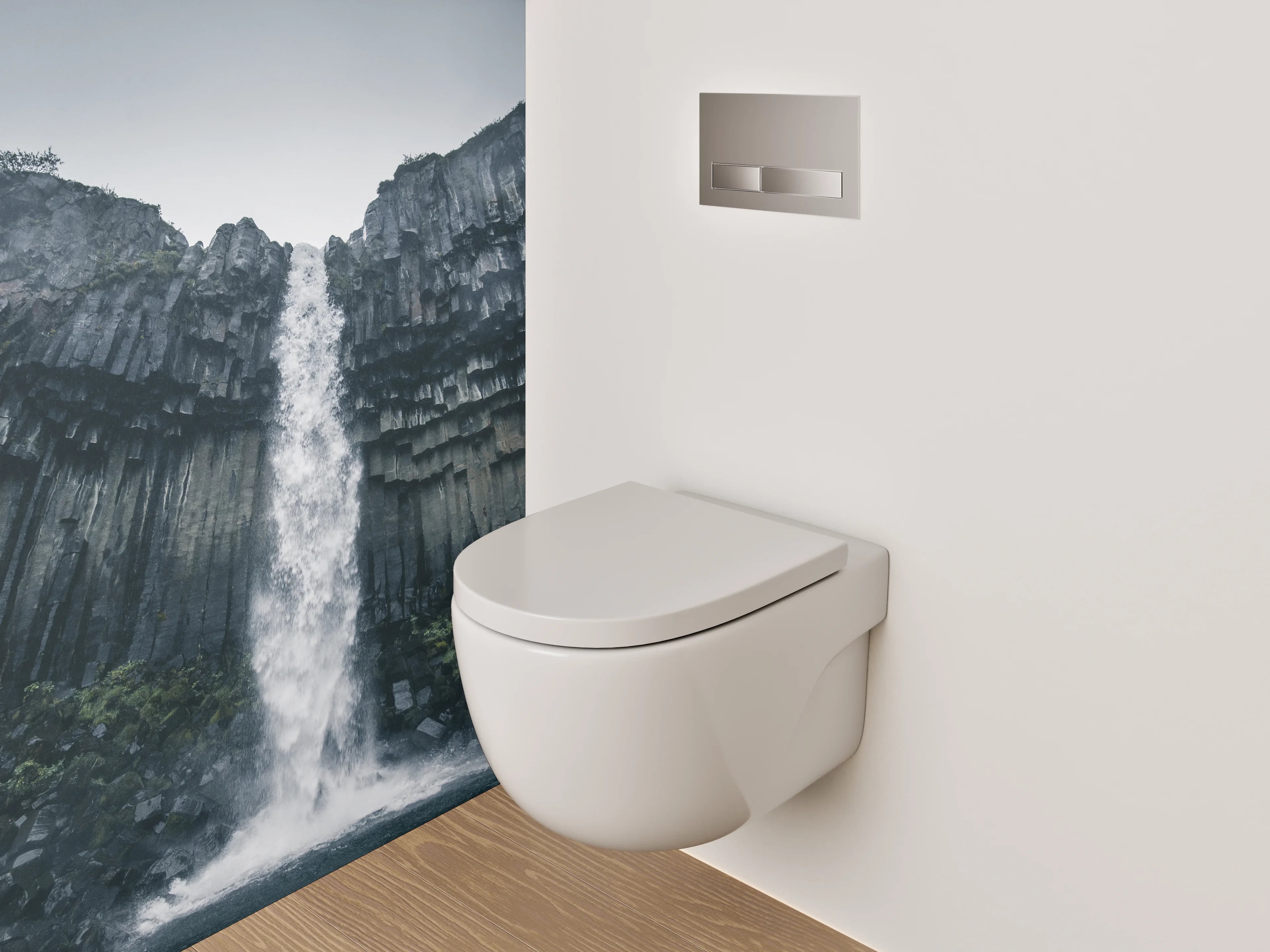 WC-Rückwand - Majestätischer Basalt-Wasserfall Natur