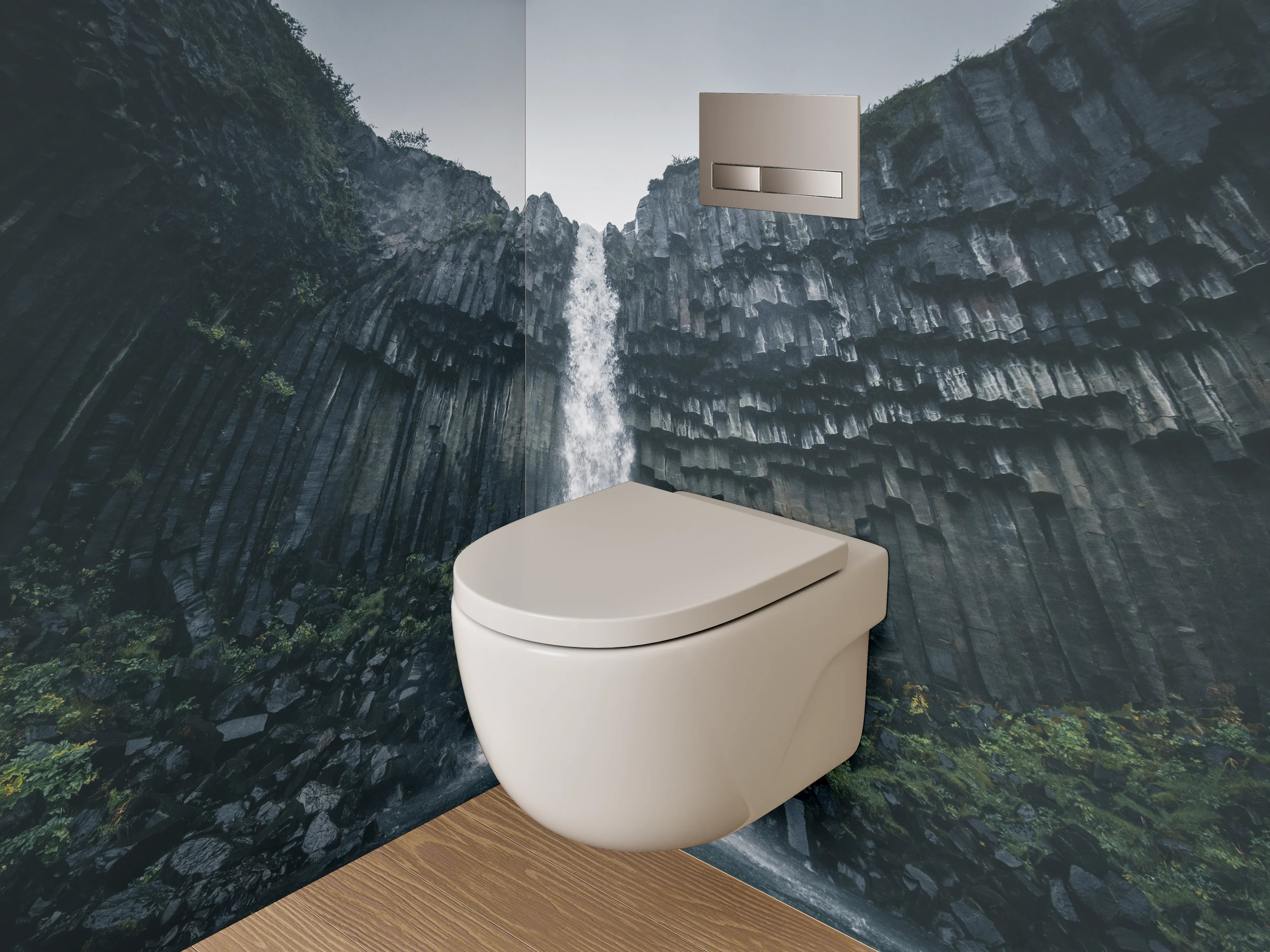 WC-Rückwand - Majestätischer Basalt-Wasserfall Natur