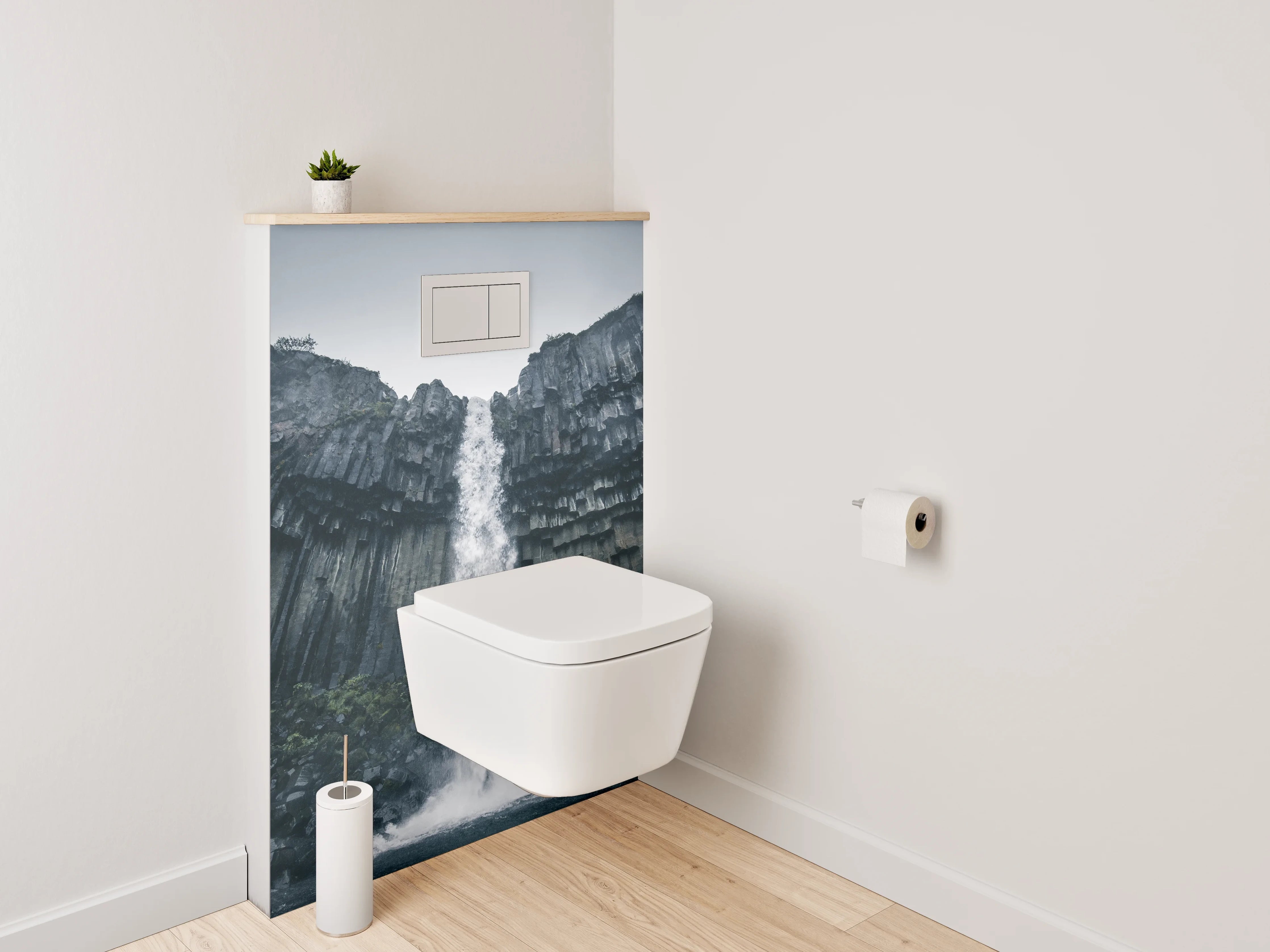 WC-Rückwand - Majestätischer Basalt-Wasserfall Natur