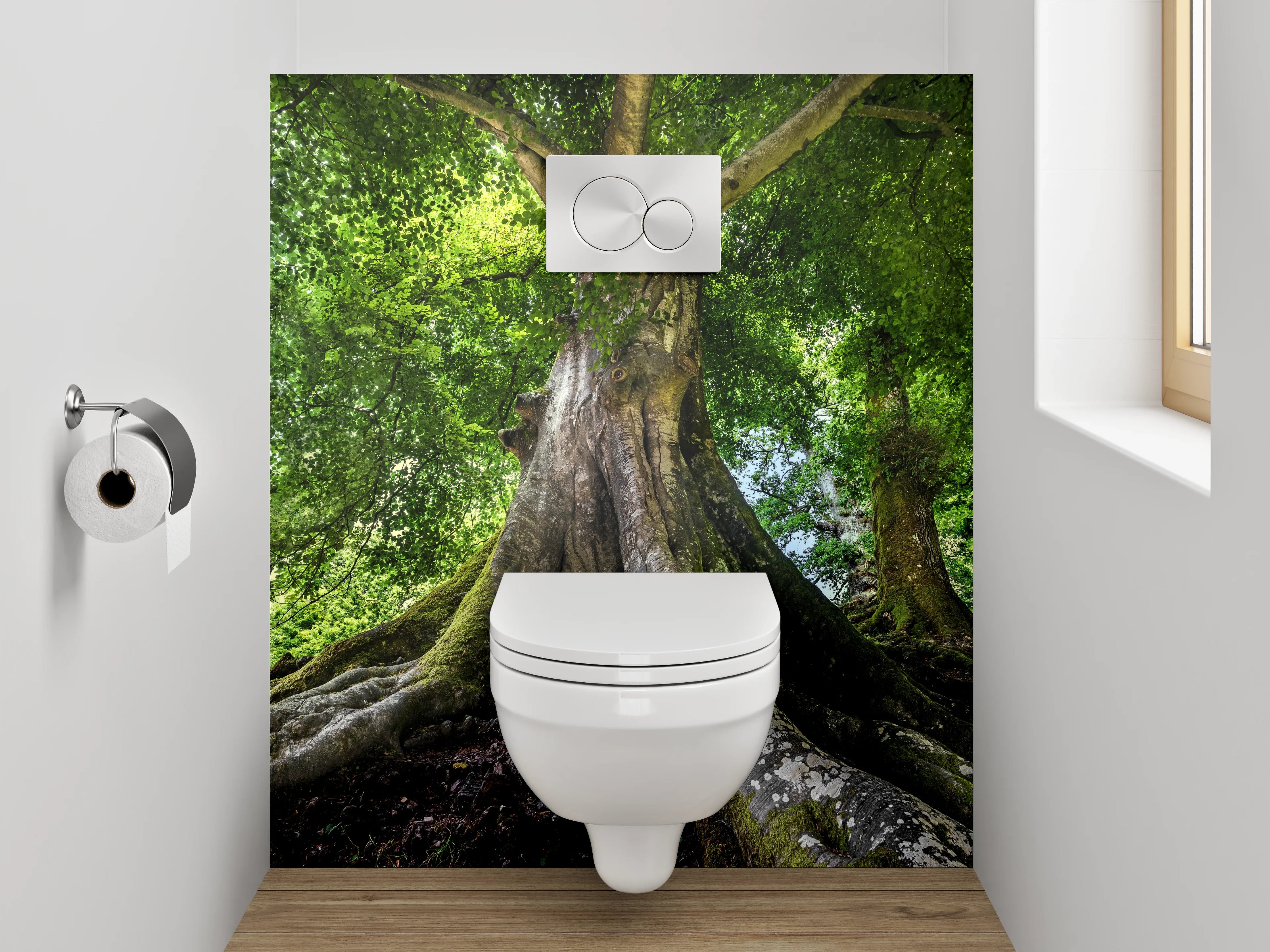 WC-Rückwand - Majestätischer Baum mit Wurzeln