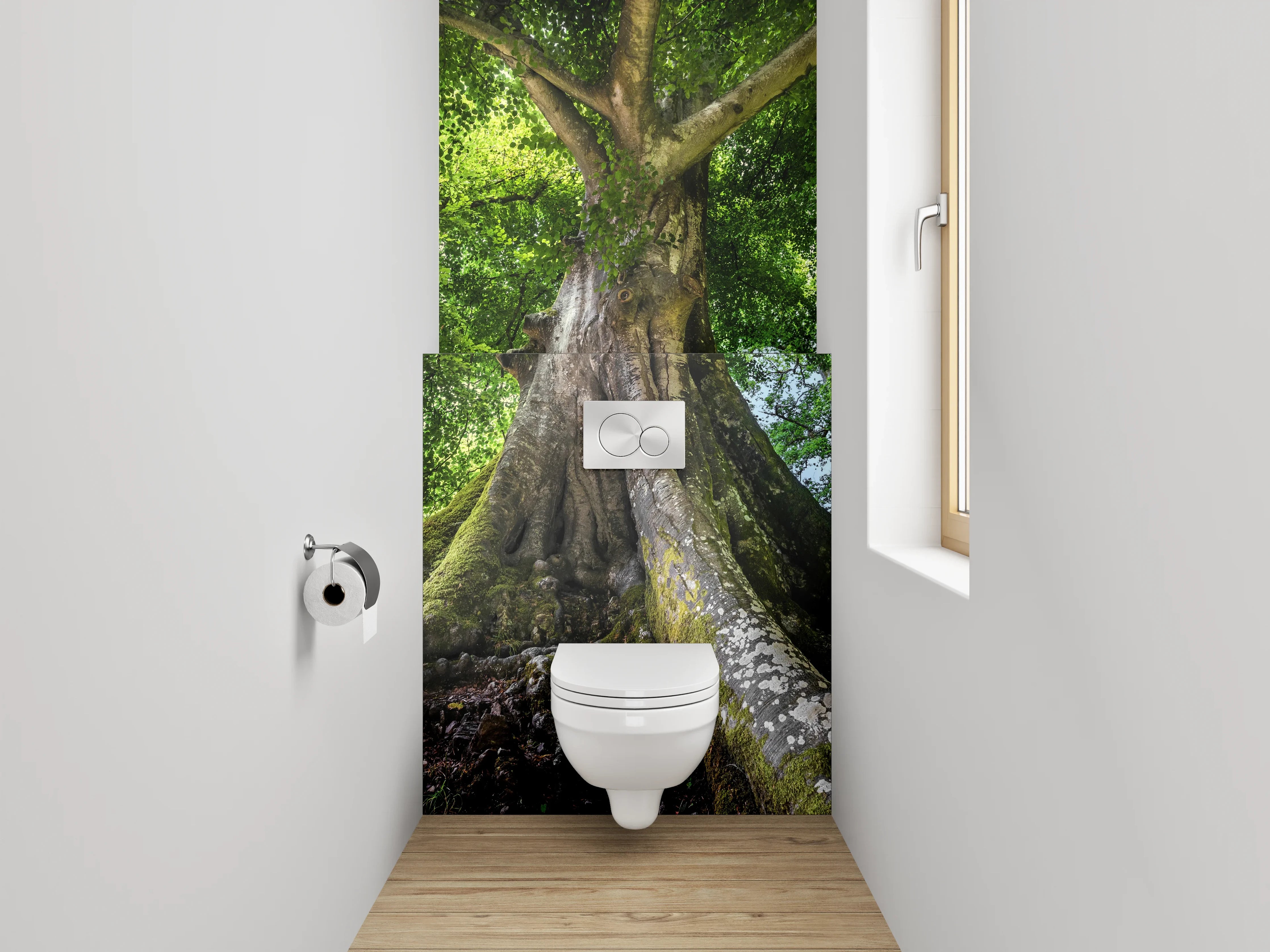 WC-Rückwand - Majestätischer Baum mit Wurzeln