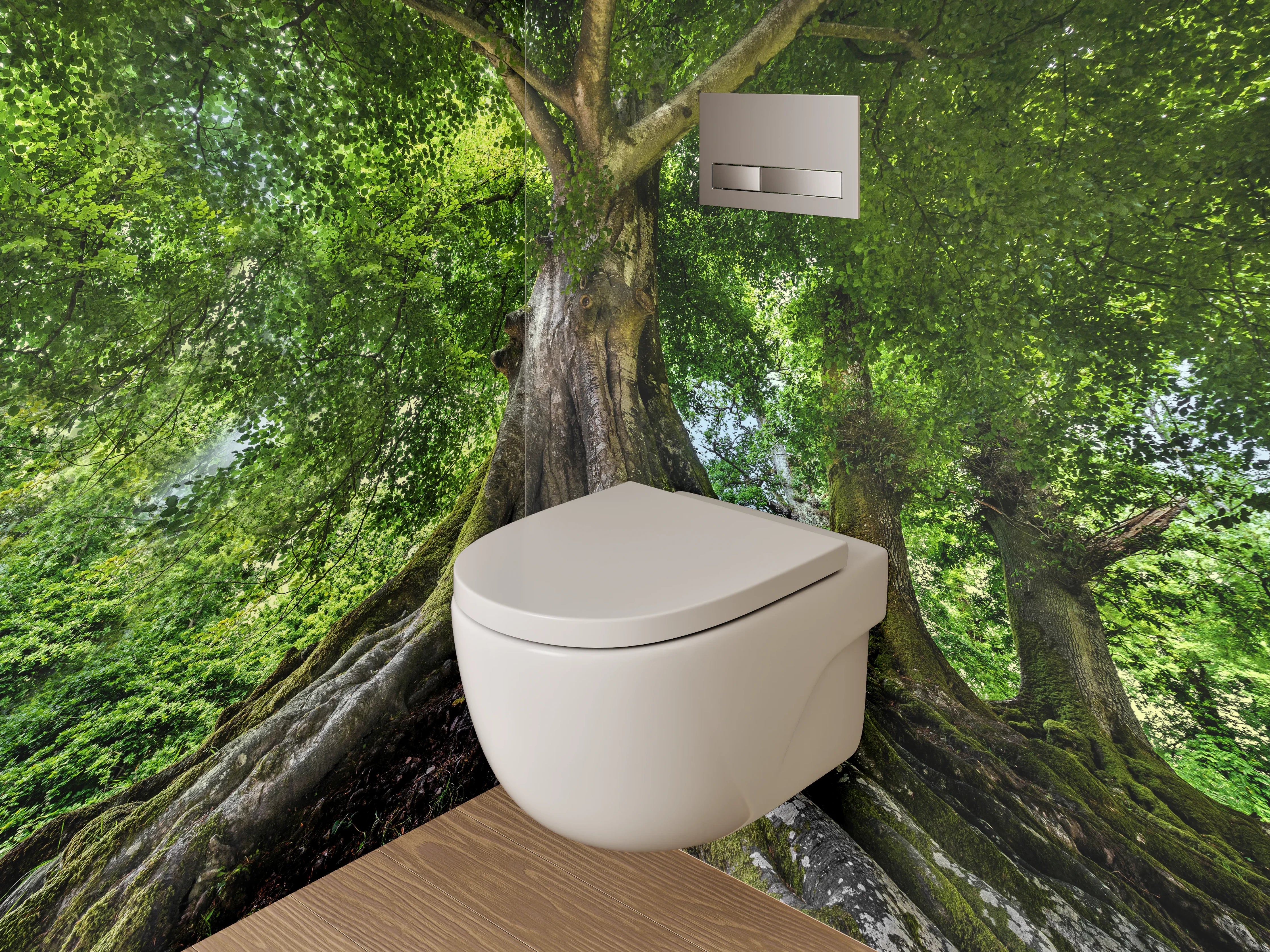 WC-Rückwand - Majestätischer Baum mit Wurzeln