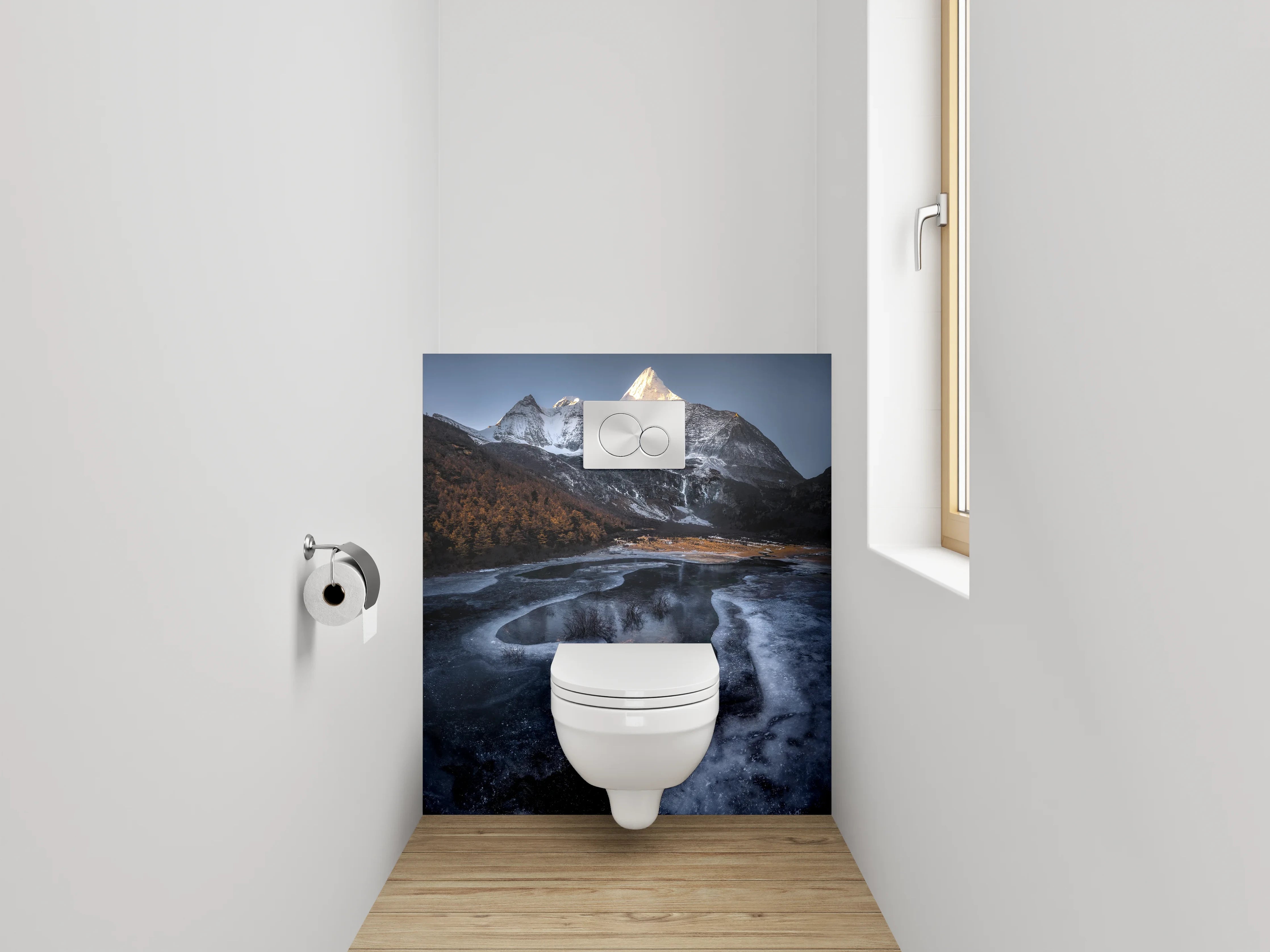 WC-Rückwand - Majestätischer Berg im Sonnenaufgang