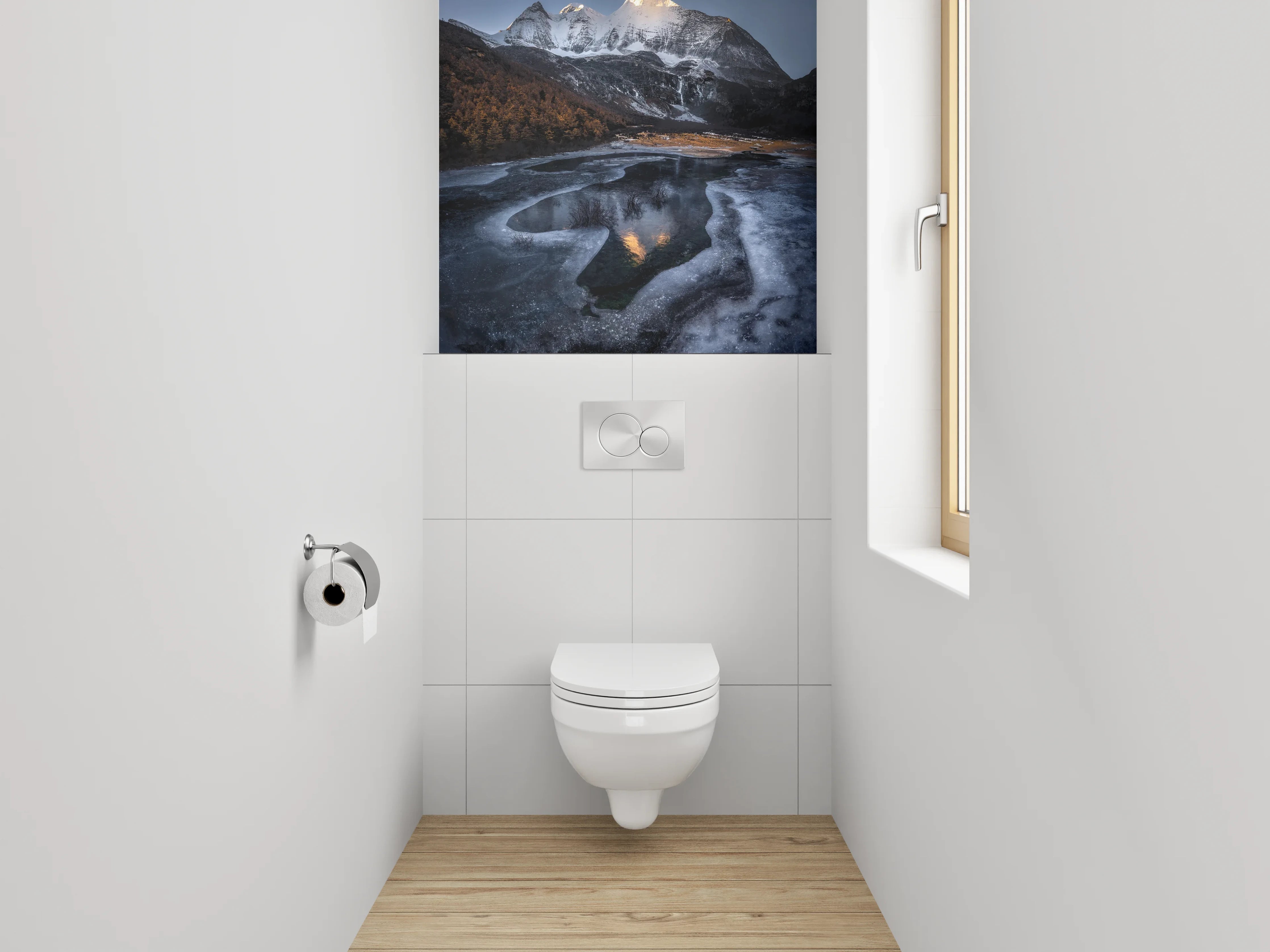 WC-Rückwand - Majestätischer Berg im Sonnenaufgang