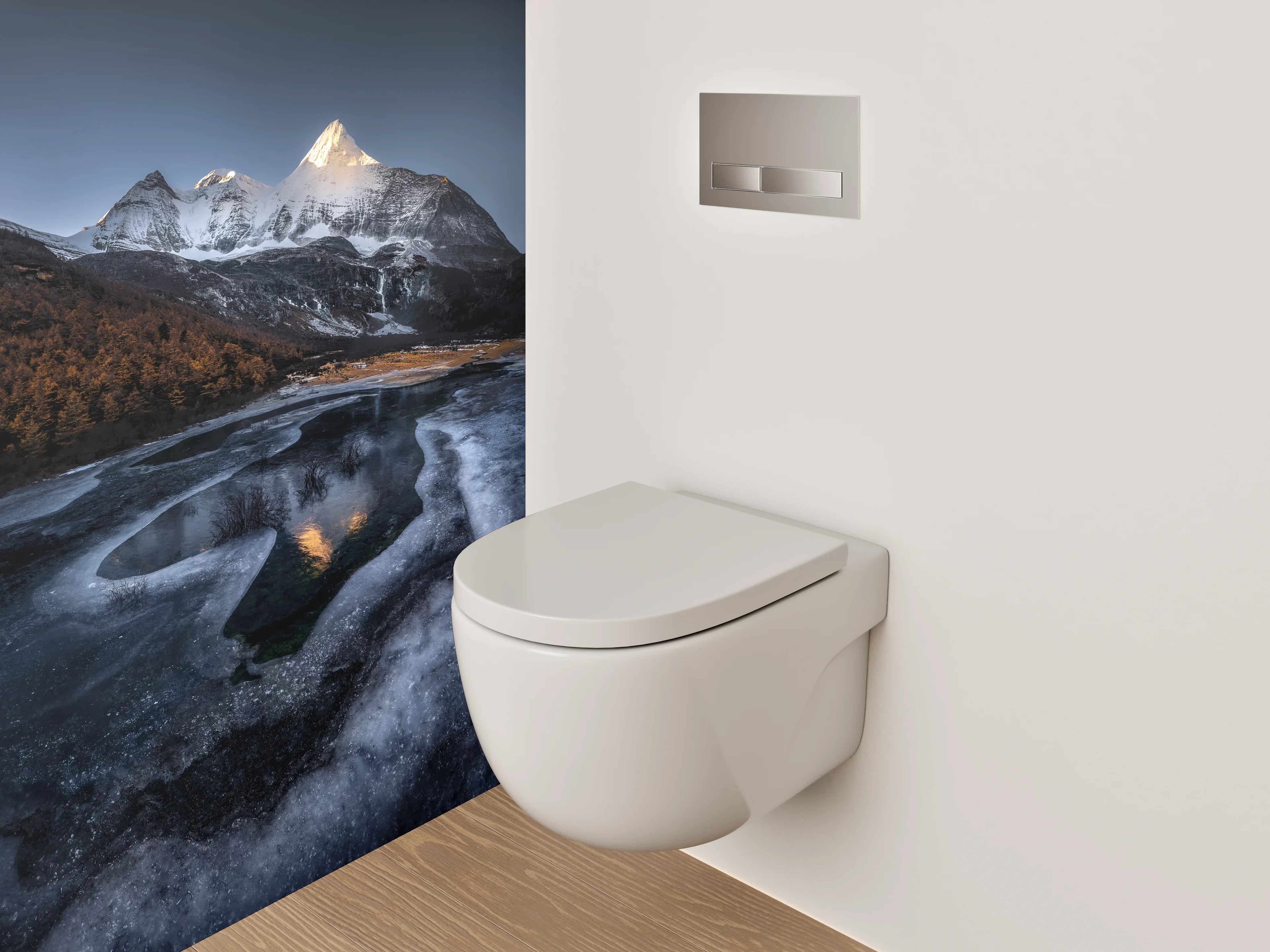 WC-Rückwand - Majestätischer Berg im Sonnenaufgang