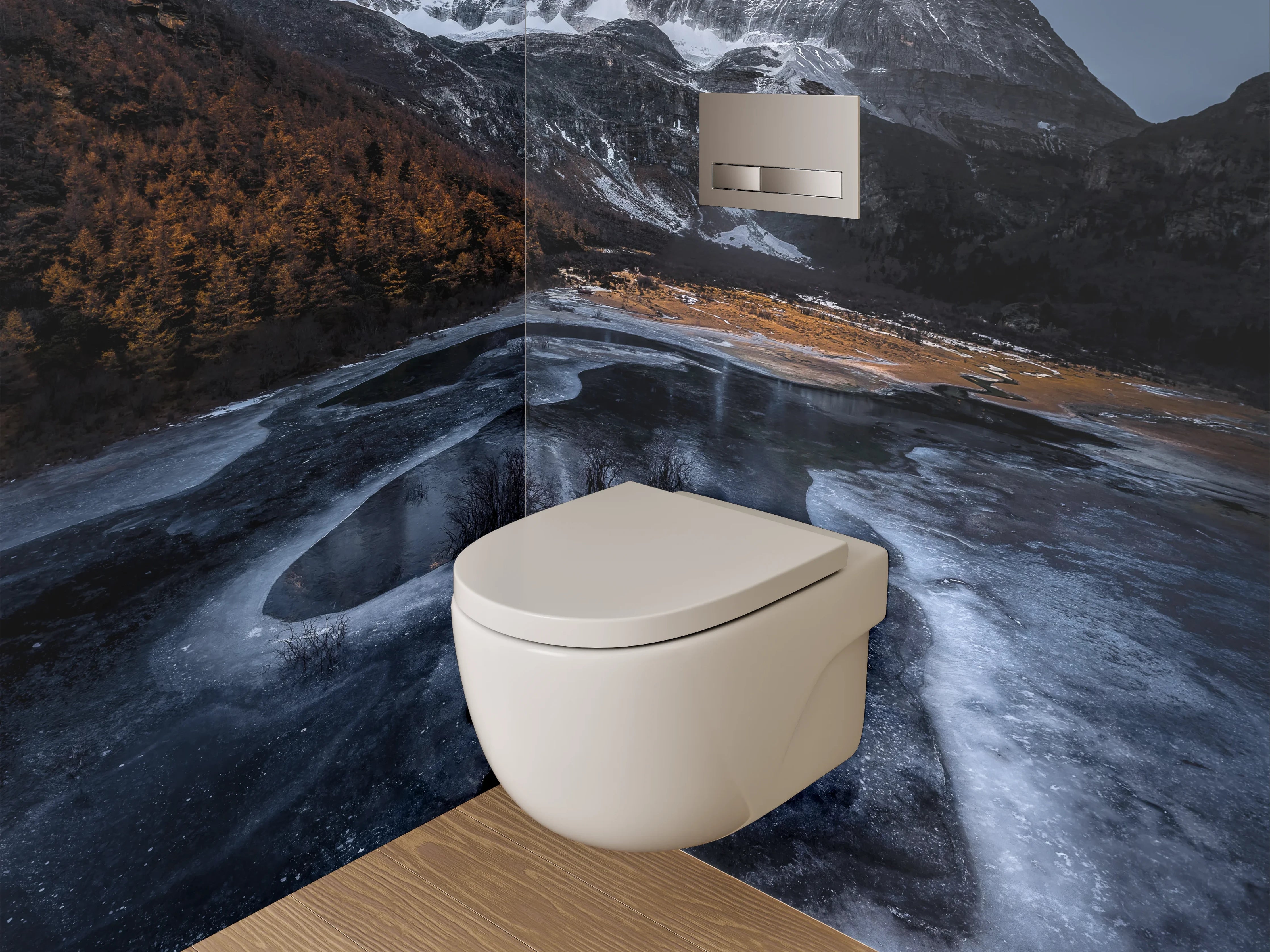 WC-Rückwand - Majestätischer Berg im Sonnenaufgang