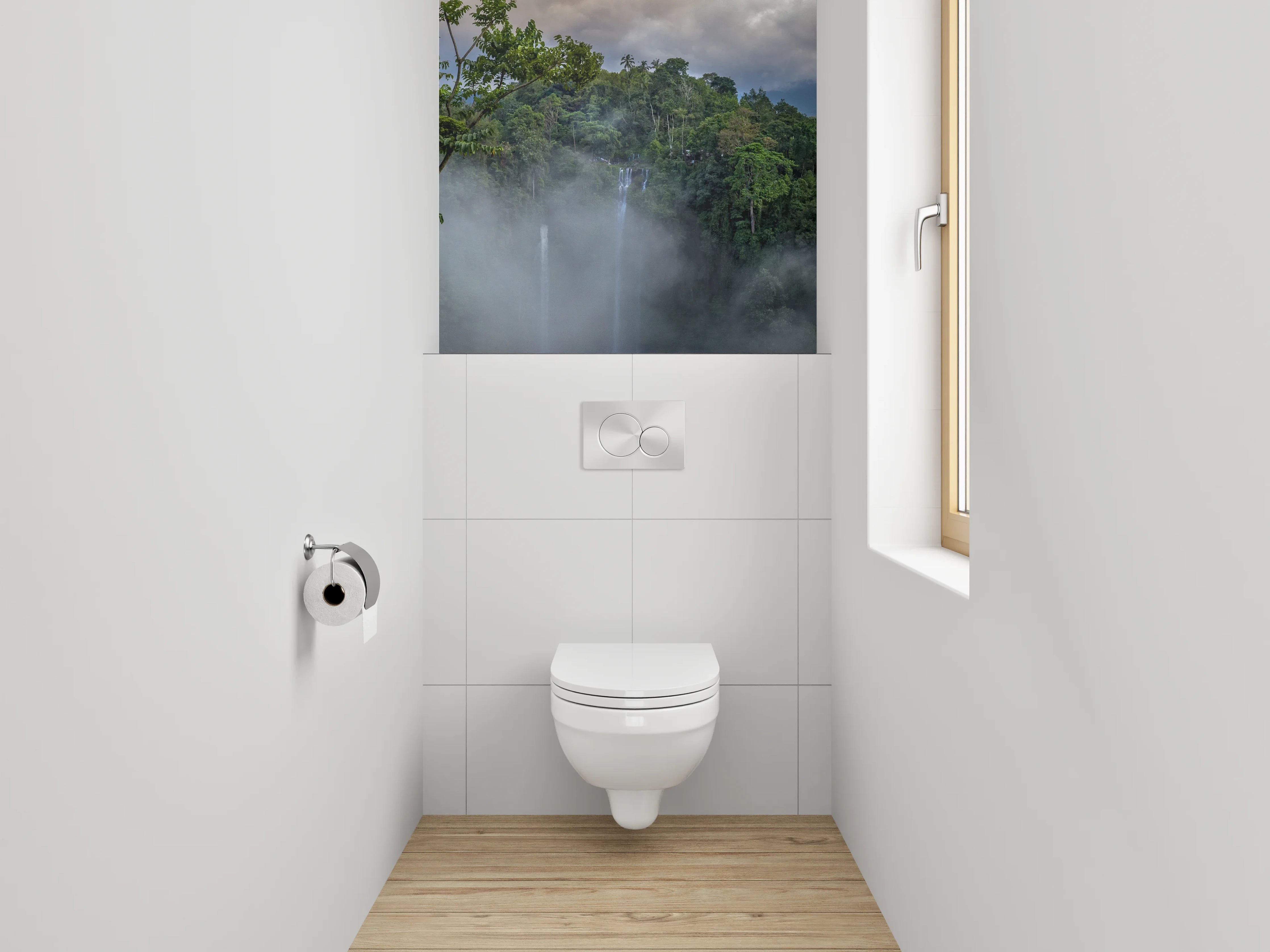WC-Rückwand - Majestätischer Dschungel-Wasserfall Panorama