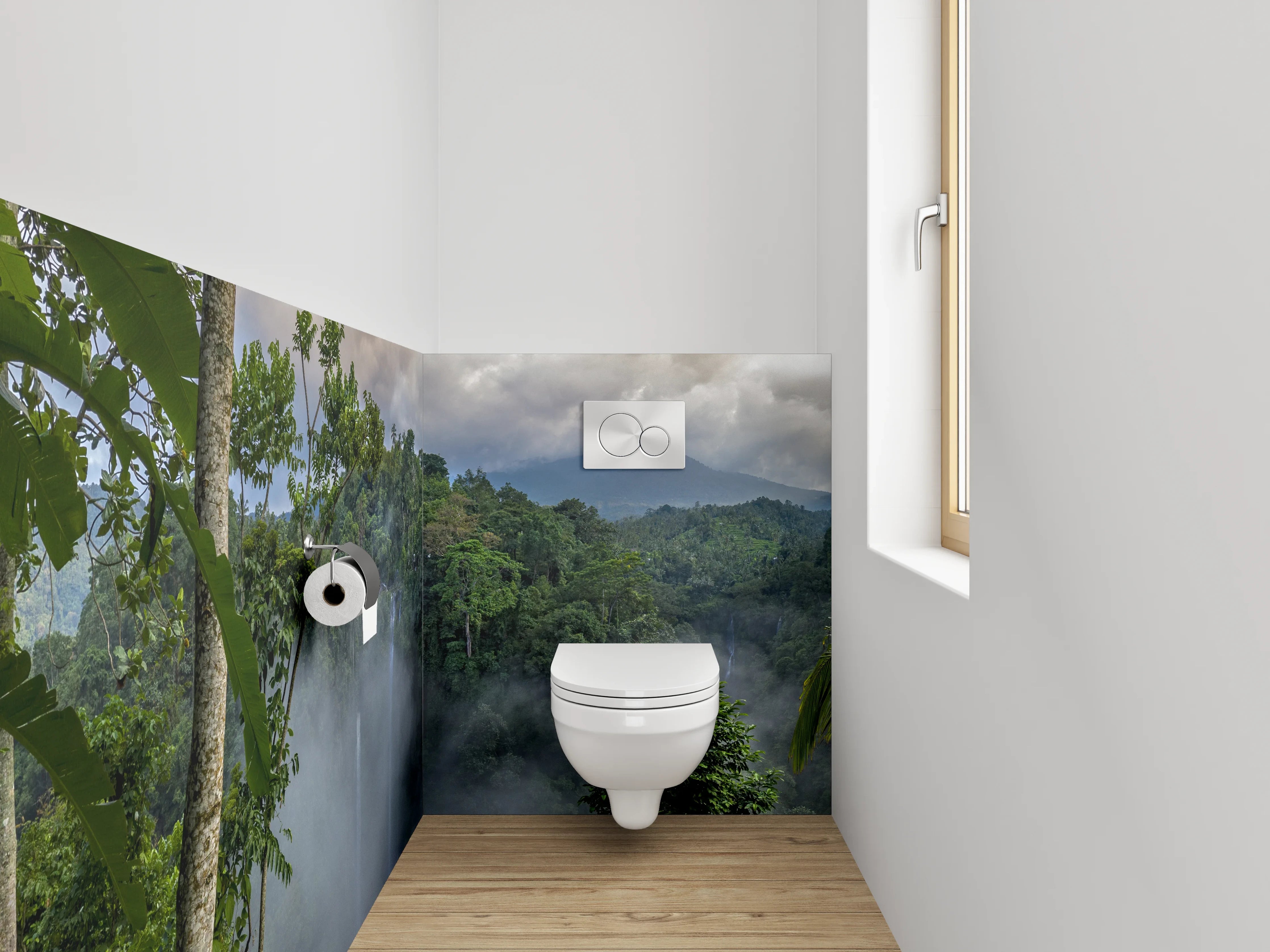 WC-Rückwand - Majestätischer Dschungel-Wasserfall Panorama