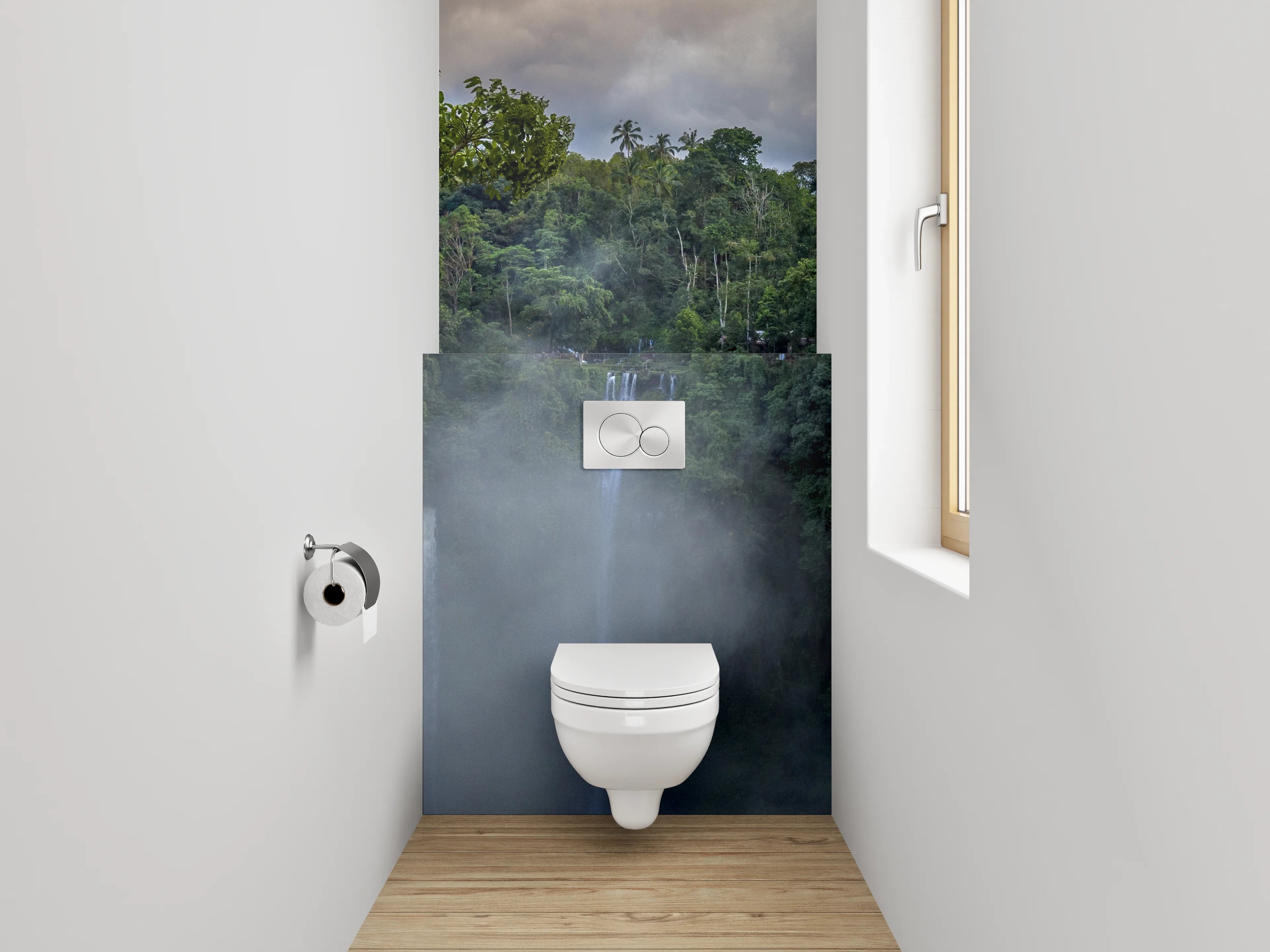 WC-Rückwand - Majestätischer Dschungel-Wasserfall Panorama