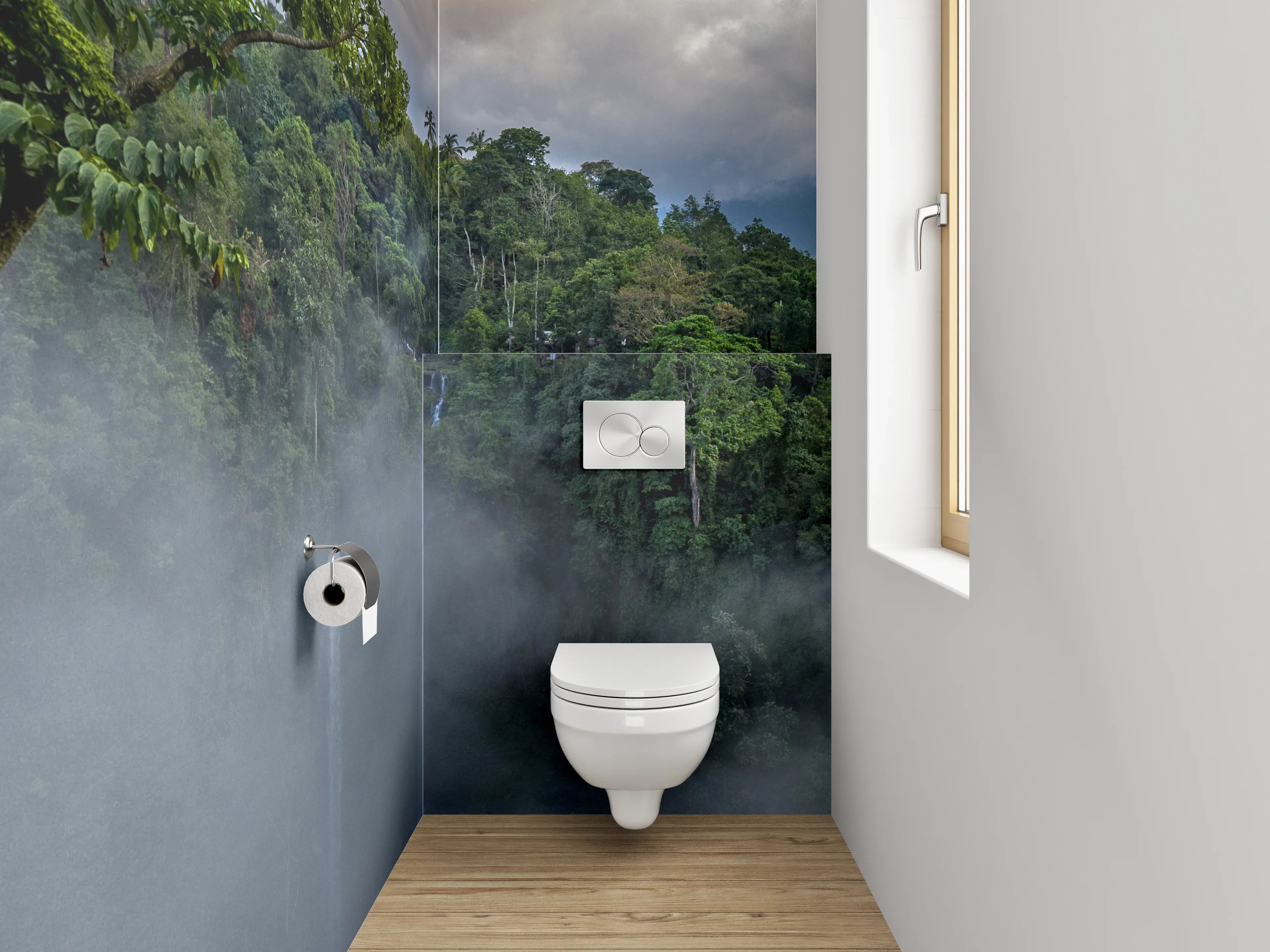 WC-Rückwand - Majestätischer Dschungel-Wasserfall Panorama