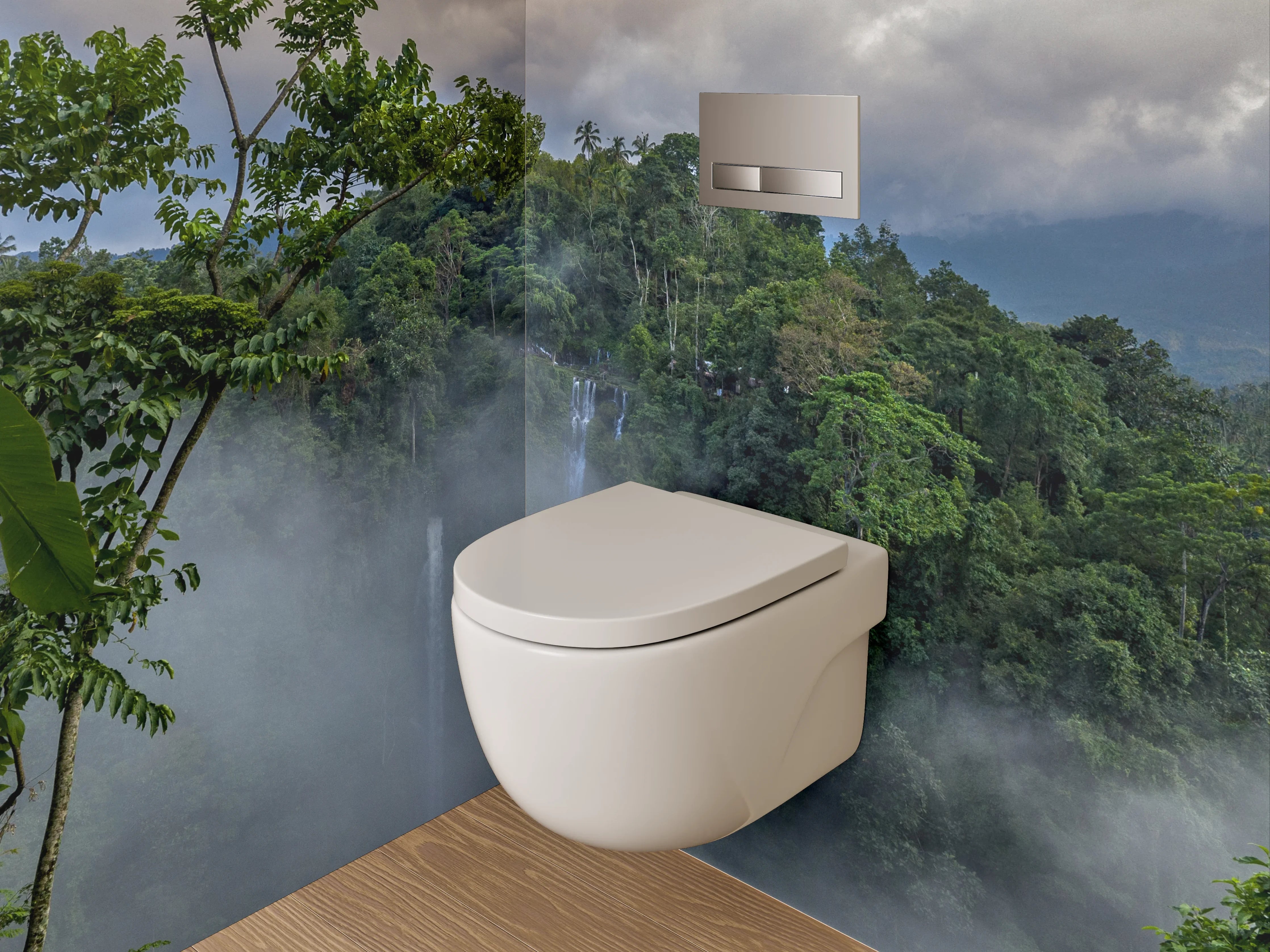 WC-Rückwand - Majestätischer Dschungel-Wasserfall Panorama