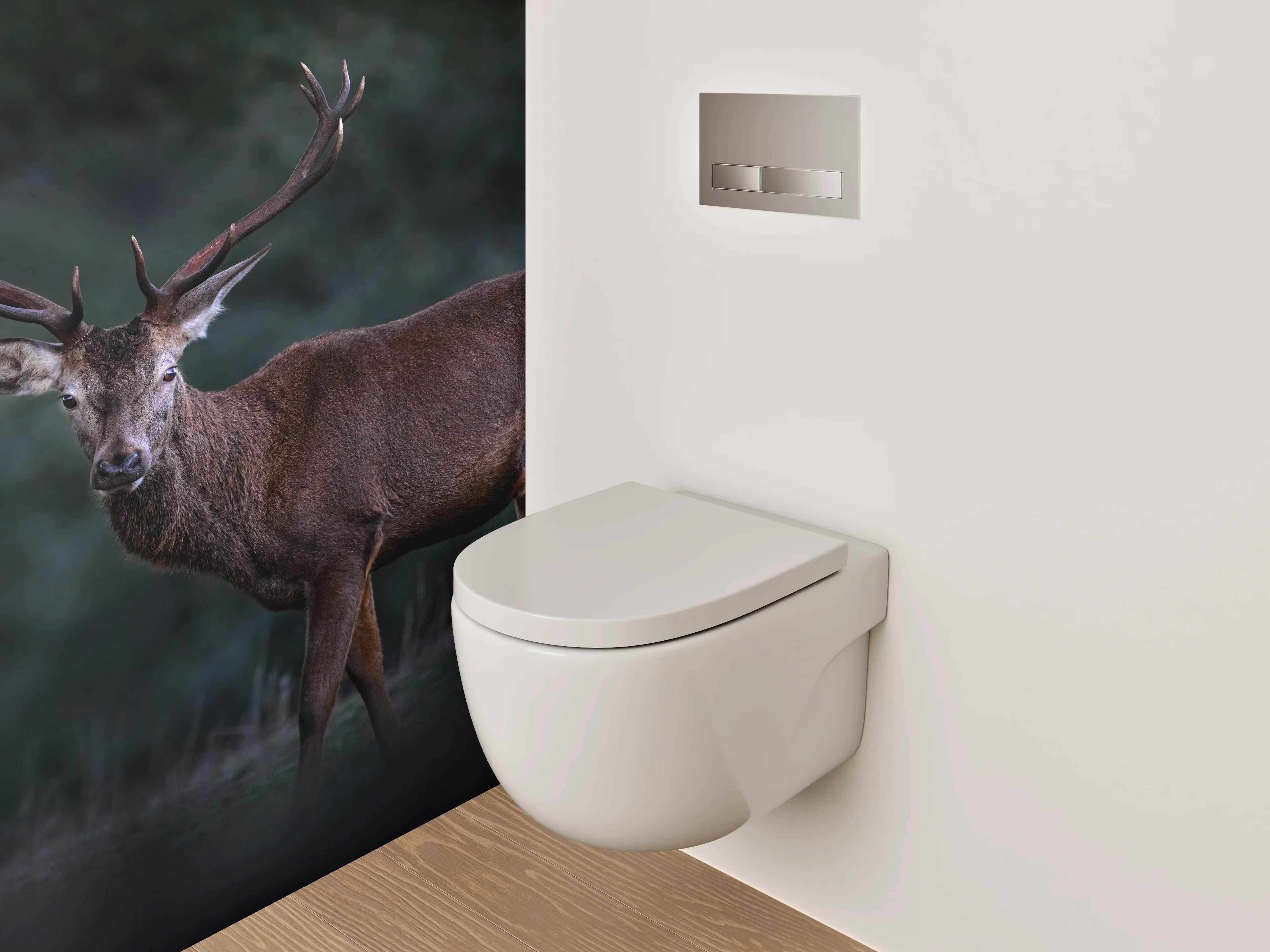 WC-Rückwand - Majestätischer Hirsch im Wald