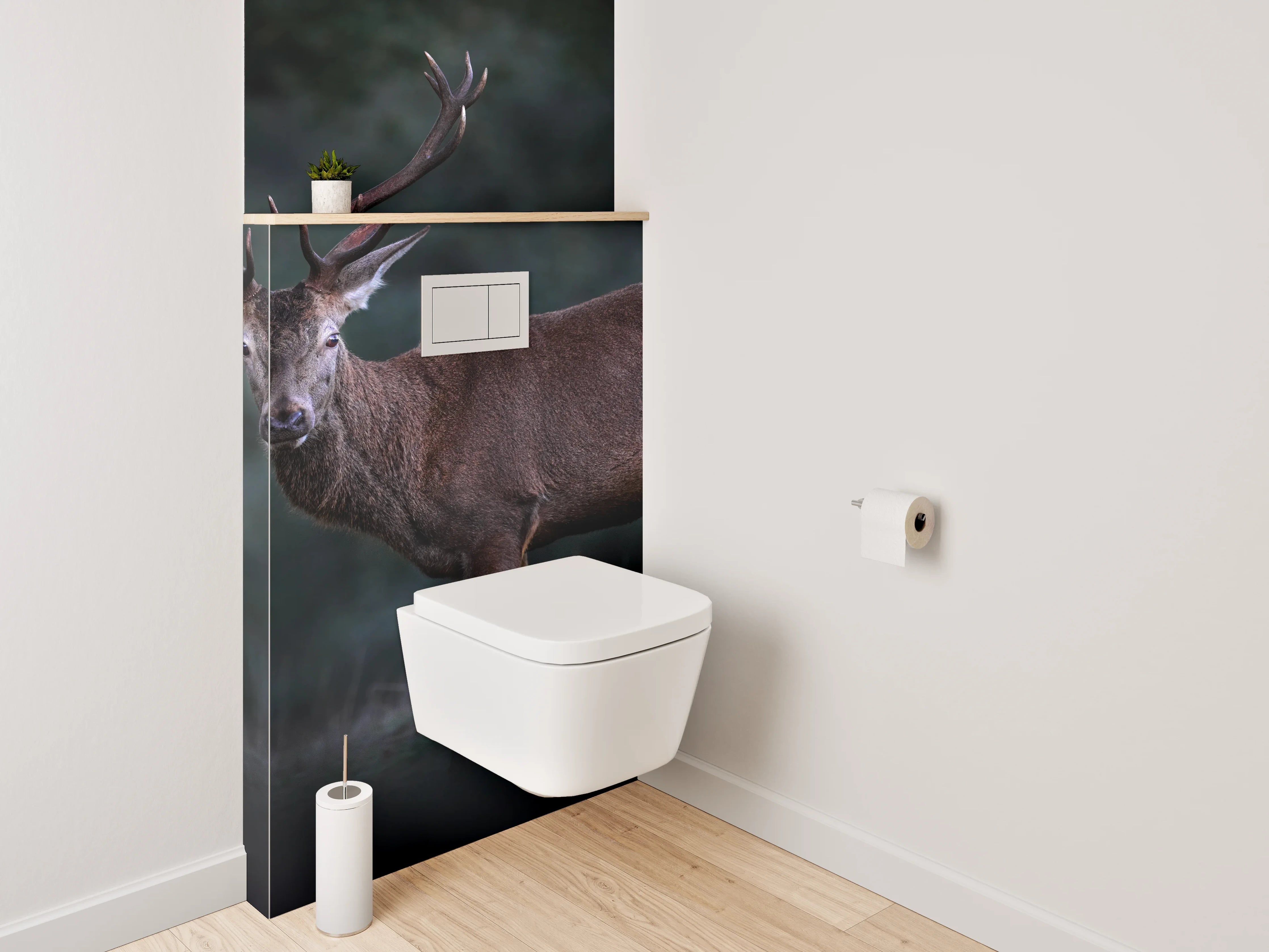 WC-Rückwand - Majestätischer Hirsch im Wald