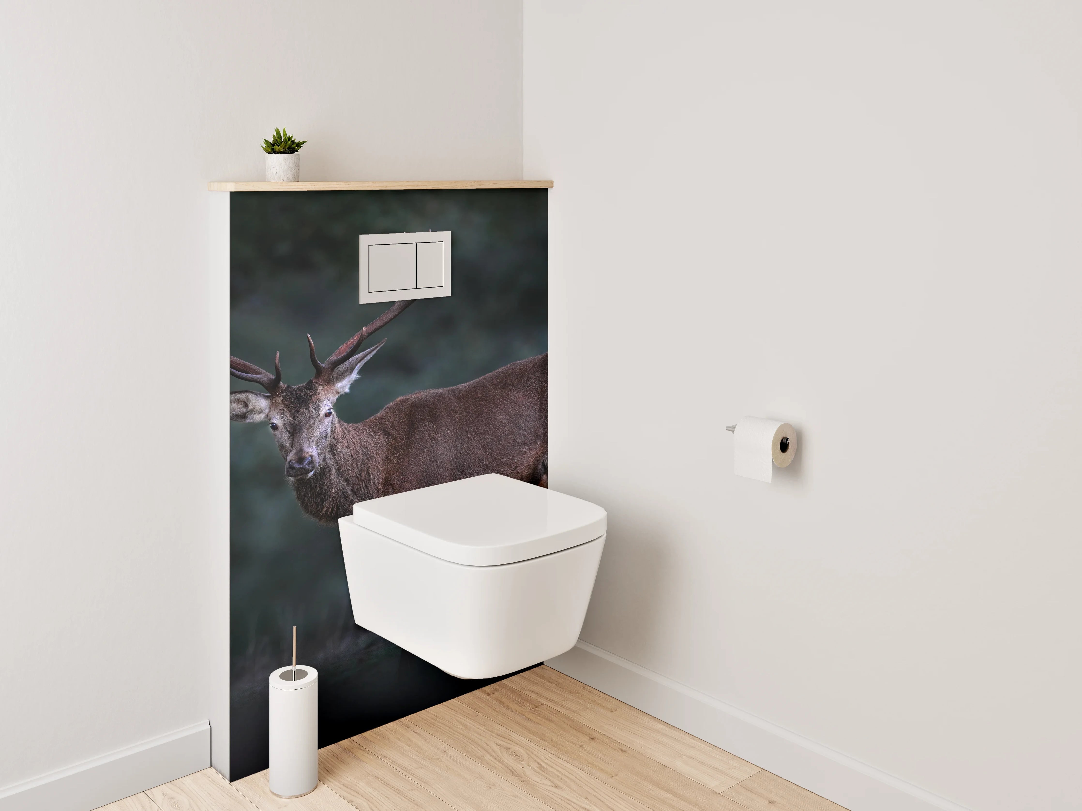 WC-Rückwand - Majestätischer Hirsch im Wald