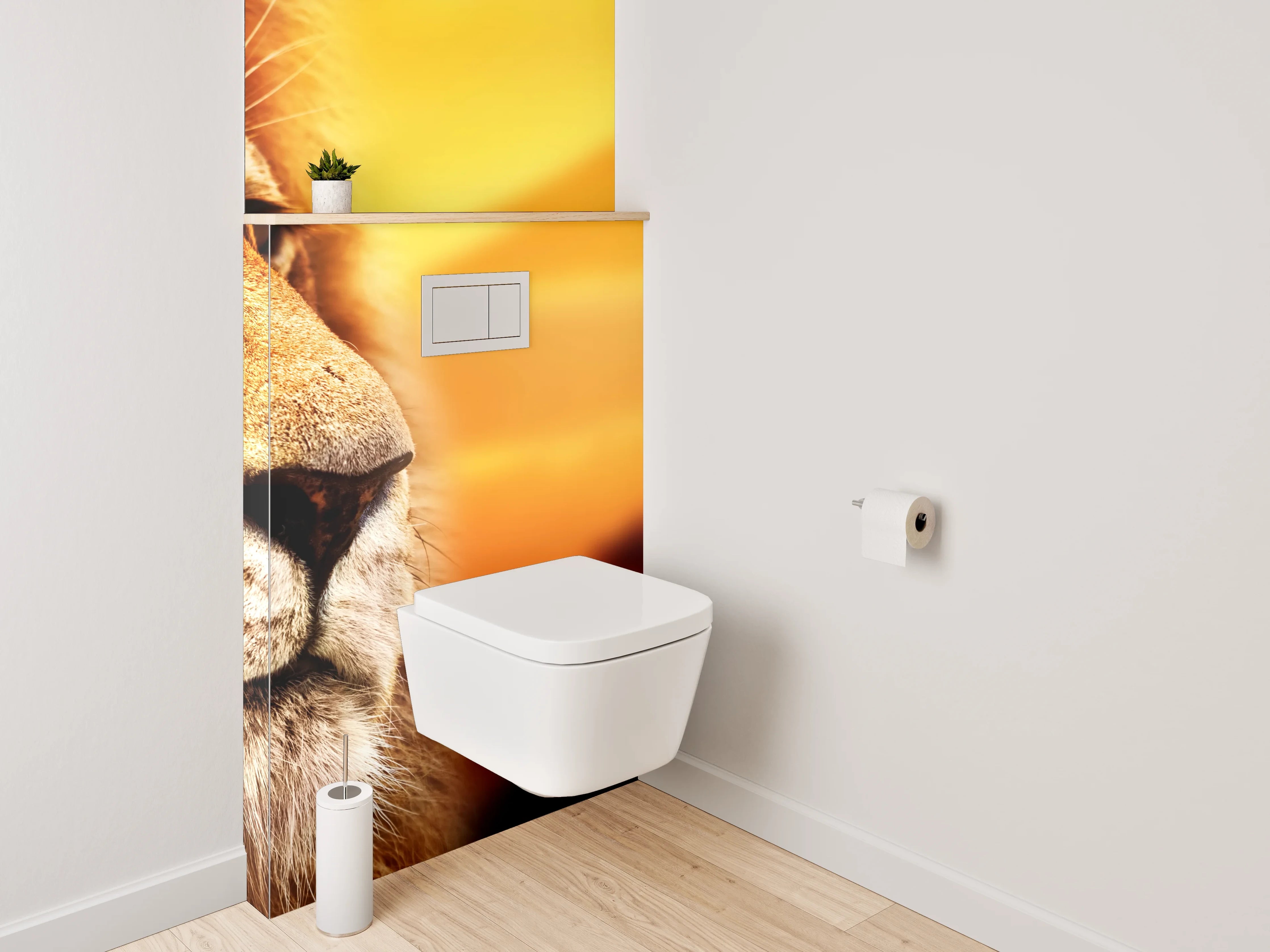 WC-Rückwand - Majestätischer Löwe Savanne Sonnenuntergang