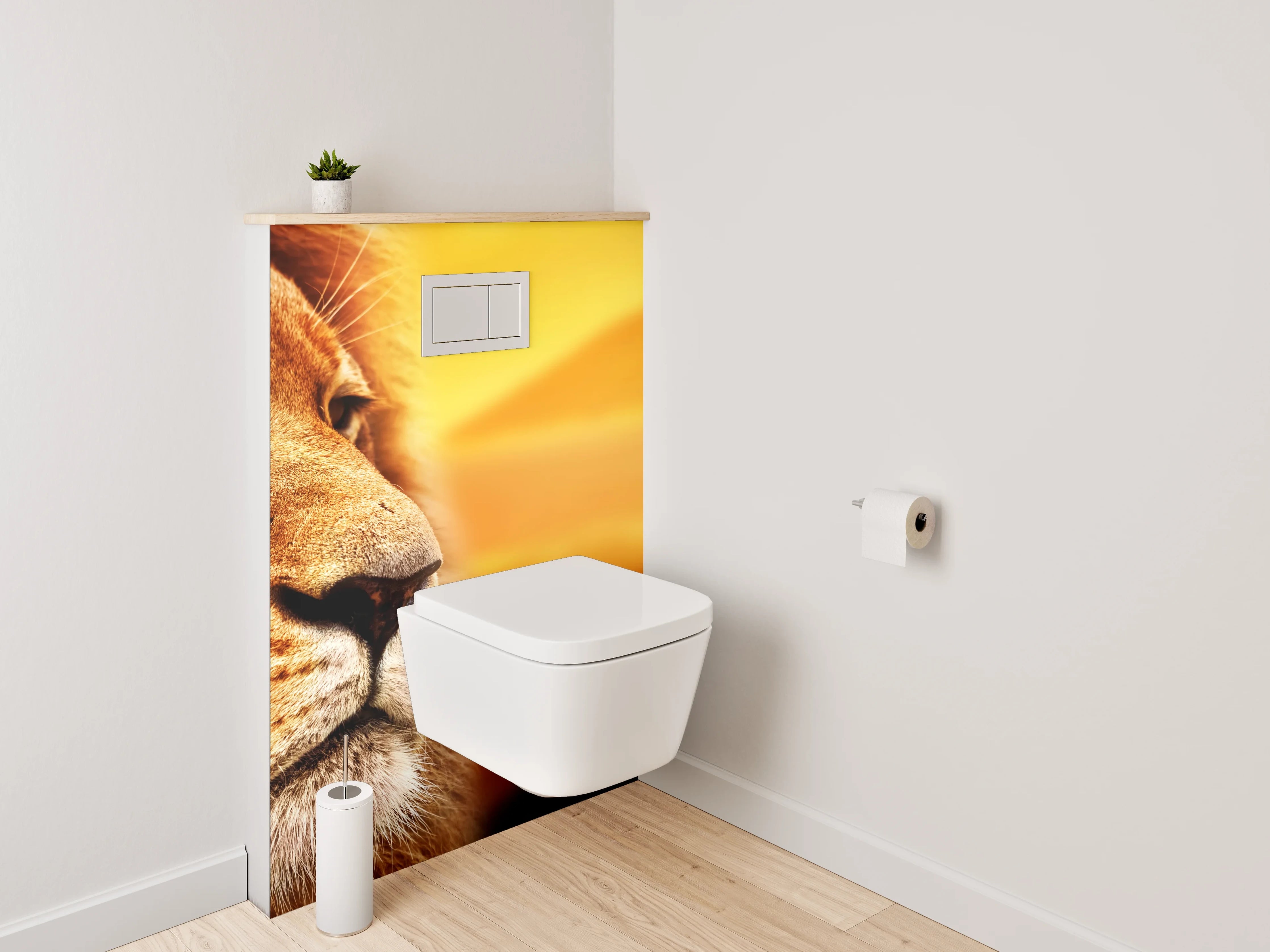 WC-Rückwand - Majestätischer Löwe Savanne Sonnenuntergang