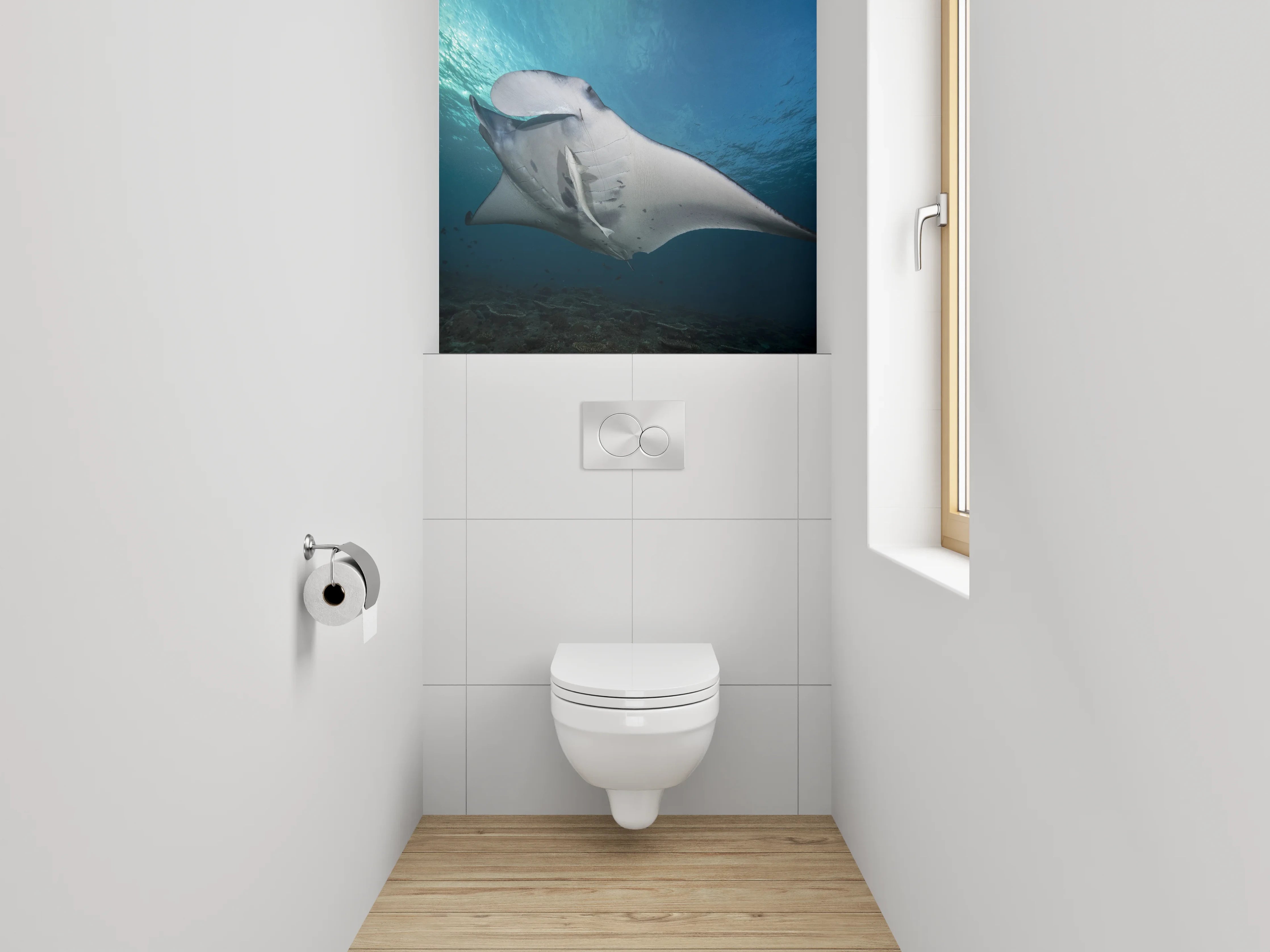 WC-Rückwand - Majestätischer Manta im Ozean