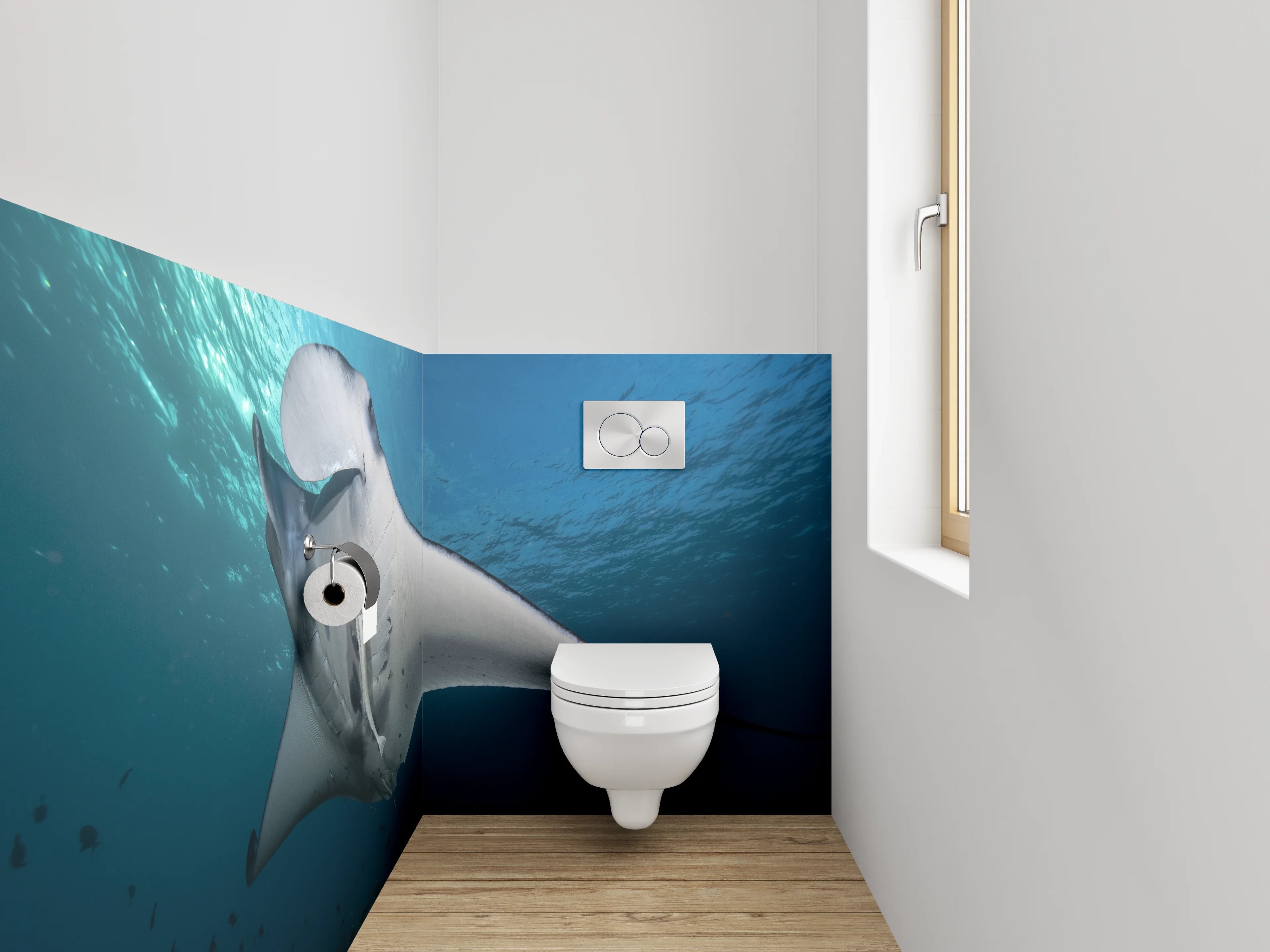 WC-Rückwand - Majestätischer Manta im Ozean