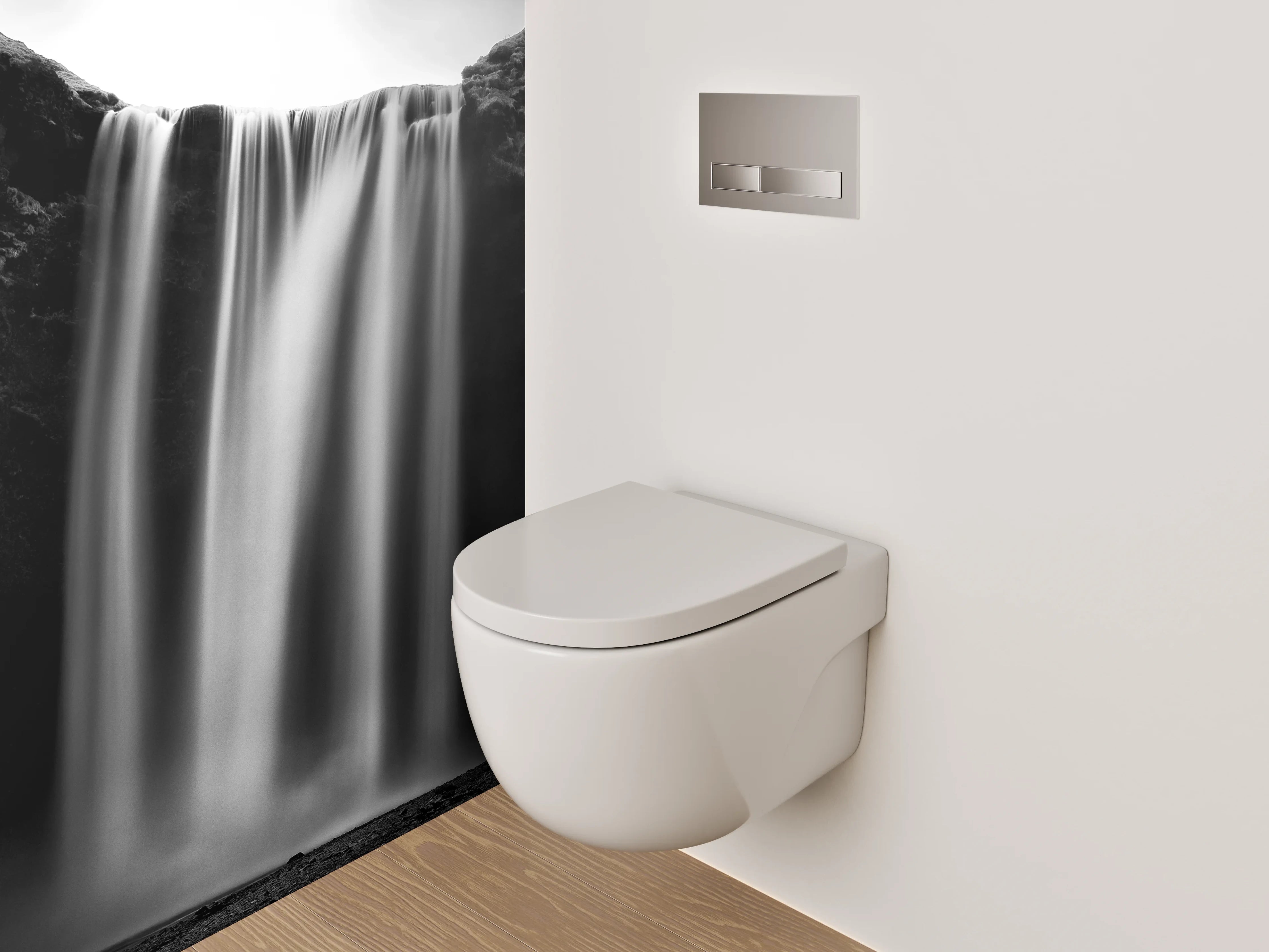 WC-Rückwand - Majestätischer Schwarz-Weiß Wasserfall