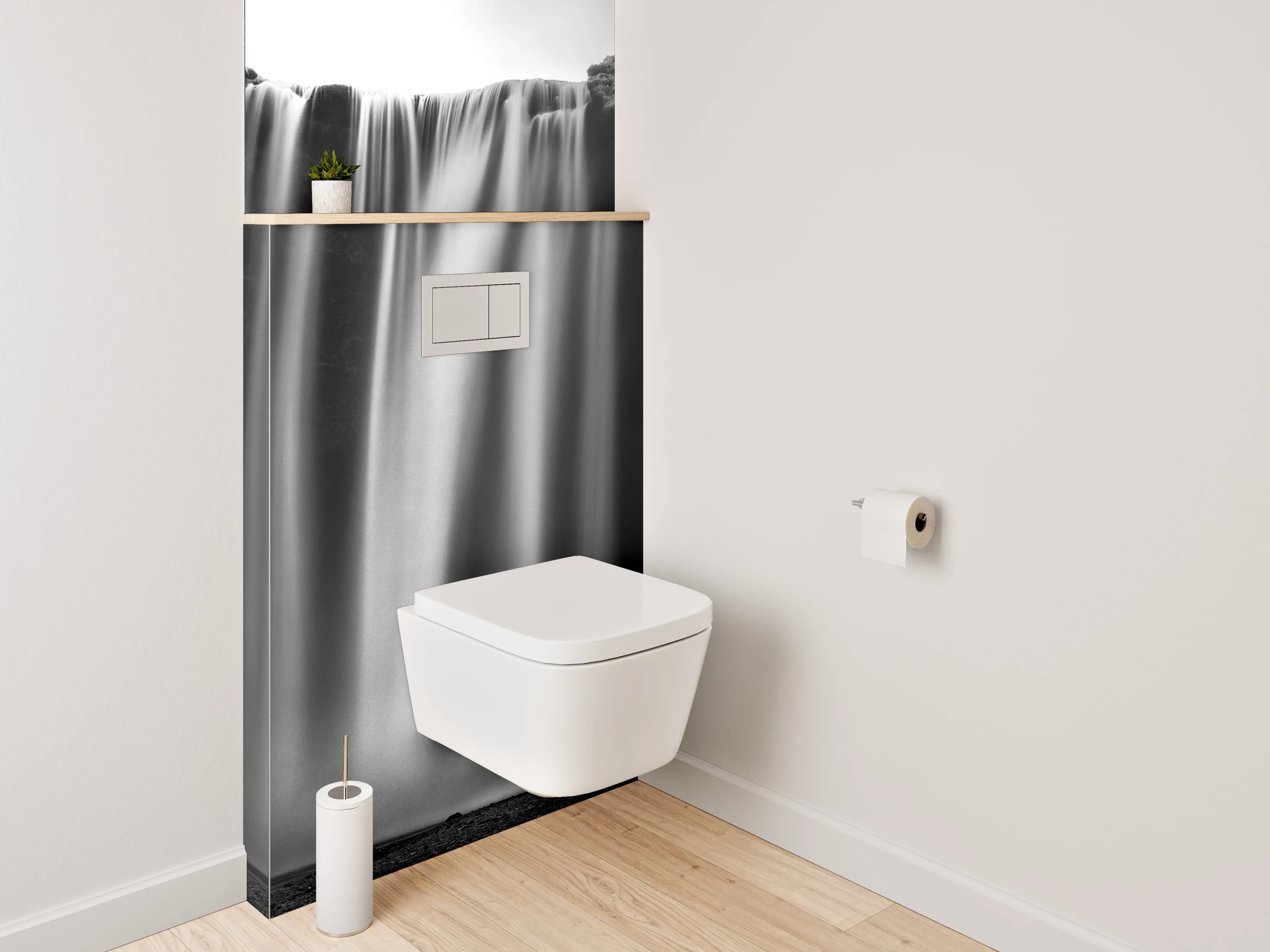 WC-Rückwand - Majestätischer Schwarz-Weiß Wasserfall