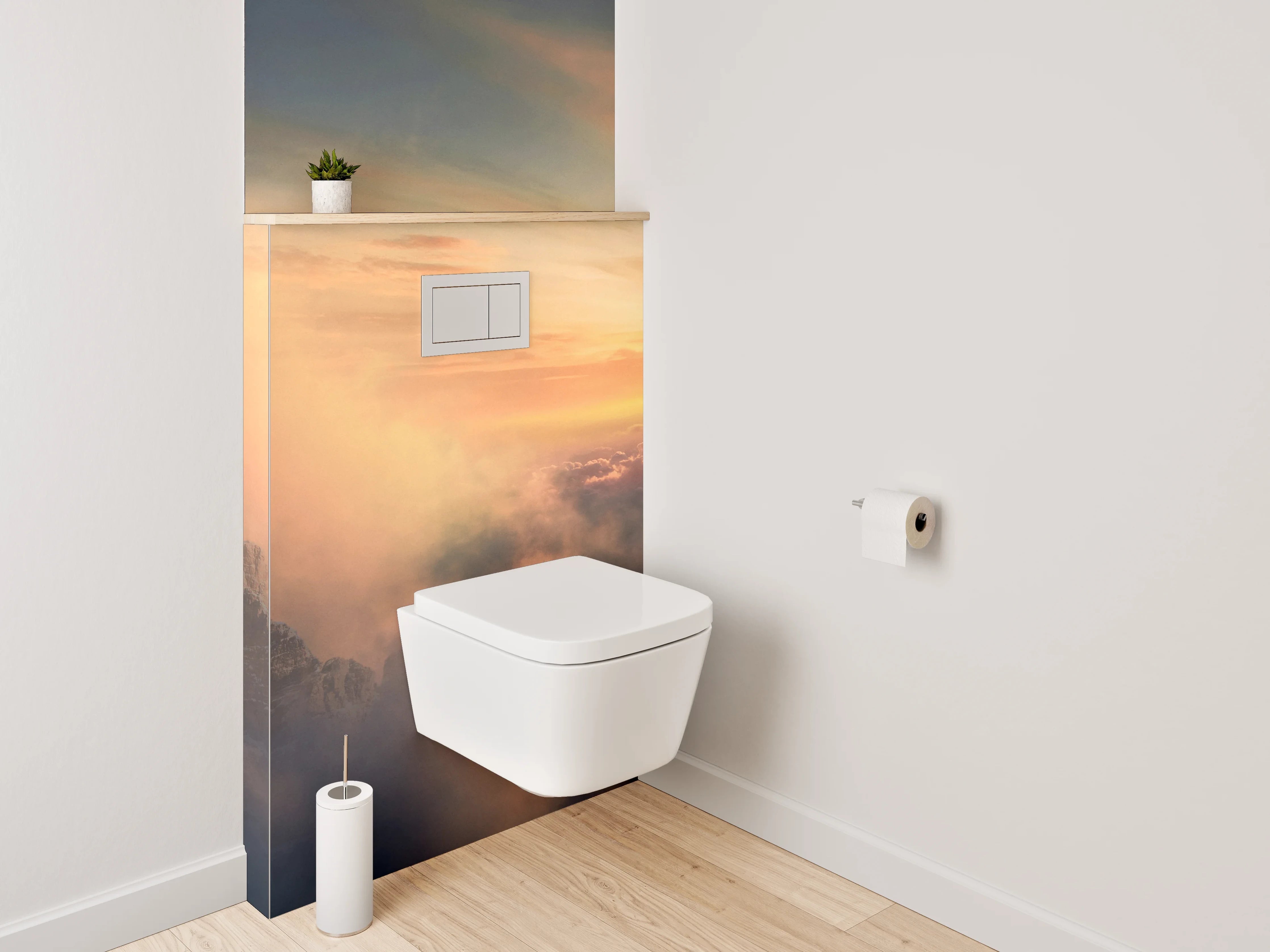 WC-Rückwand - Majestätischer Sonnenaufgang über Berggipfeln
