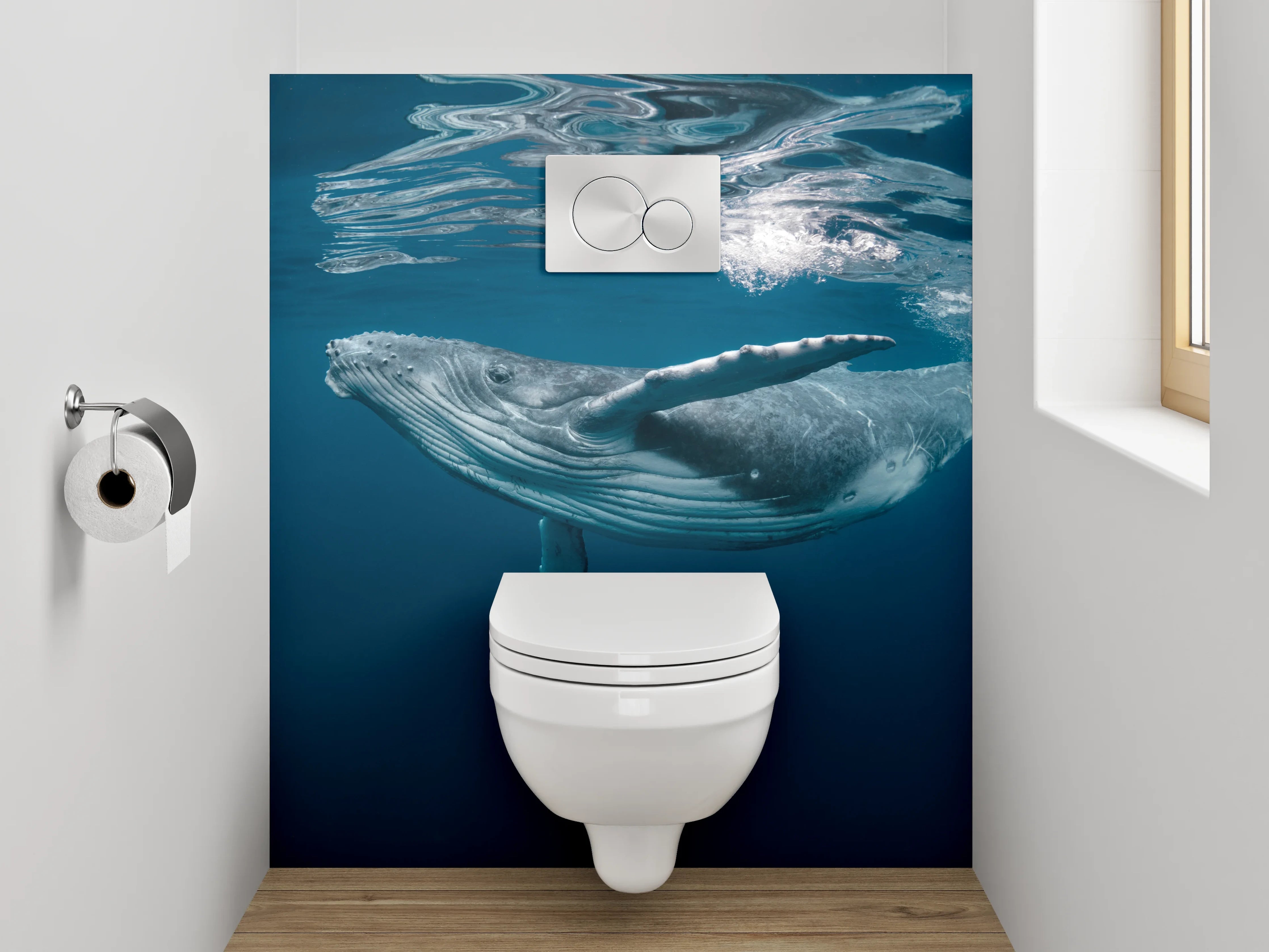 WC-Rückwand - Majestätischer Wal unter Wasser