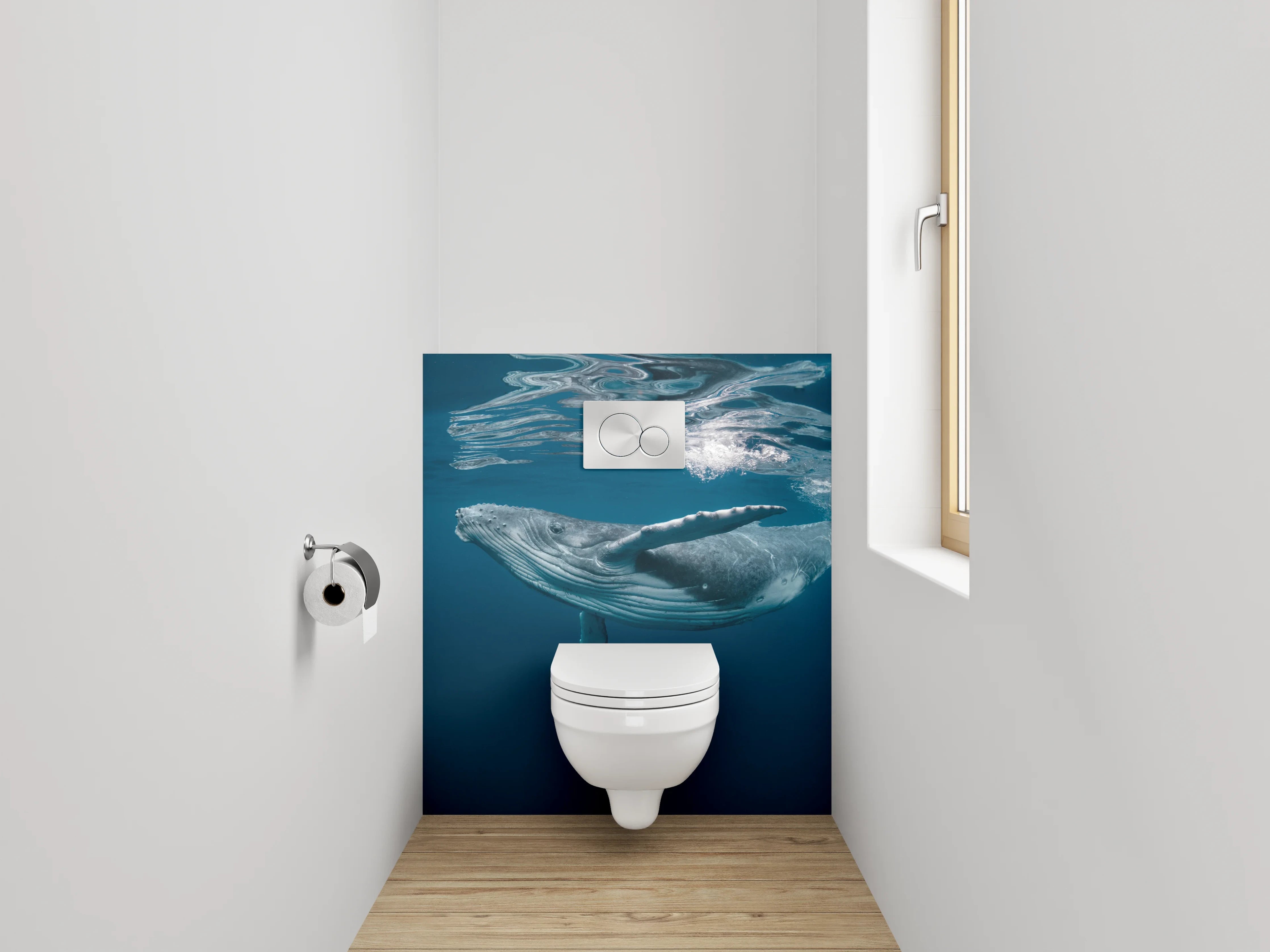 WC-Rückwand - Majestätischer Wal unter Wasser