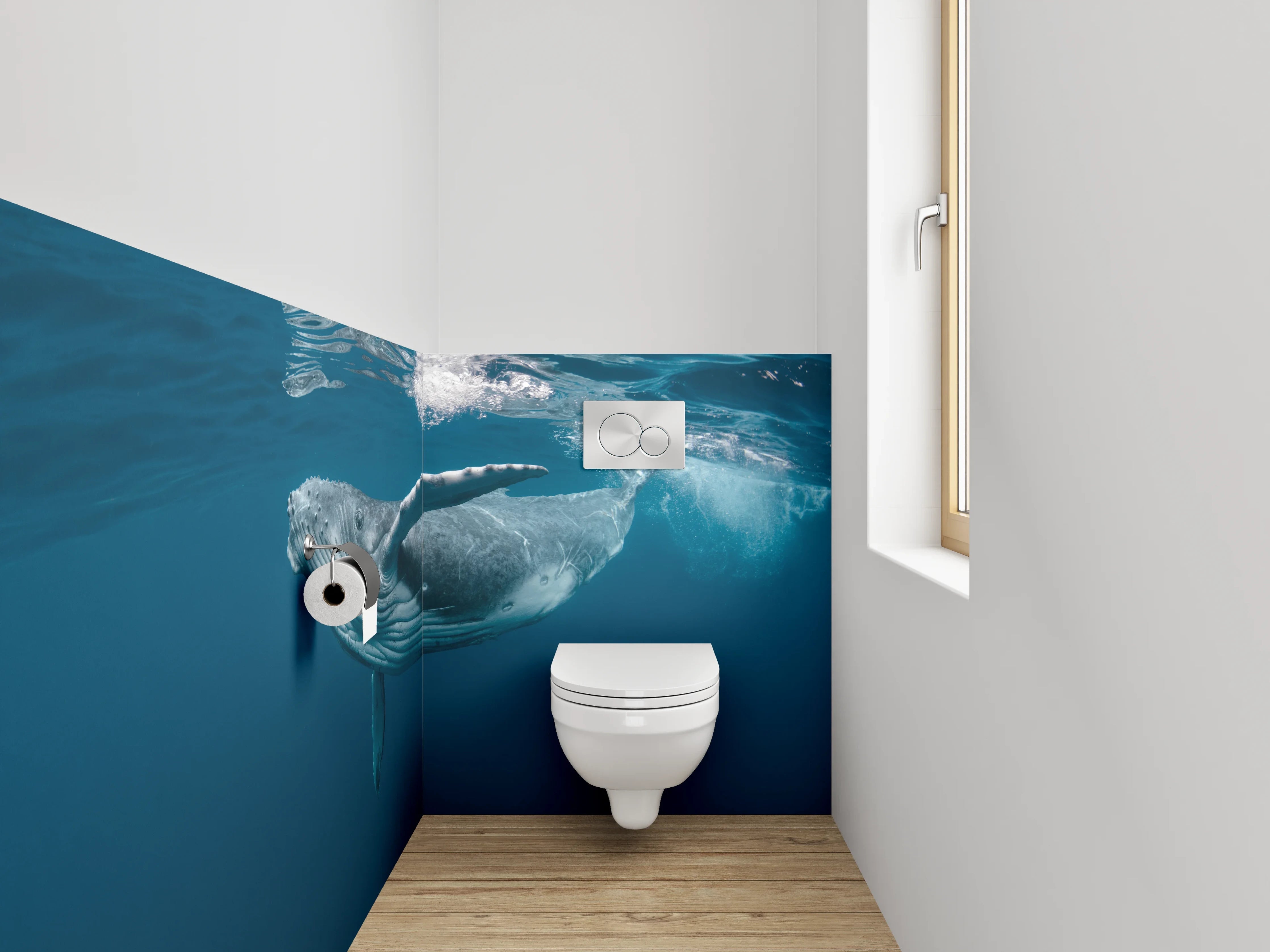 WC-Rückwand - Majestätischer Wal unter Wasser