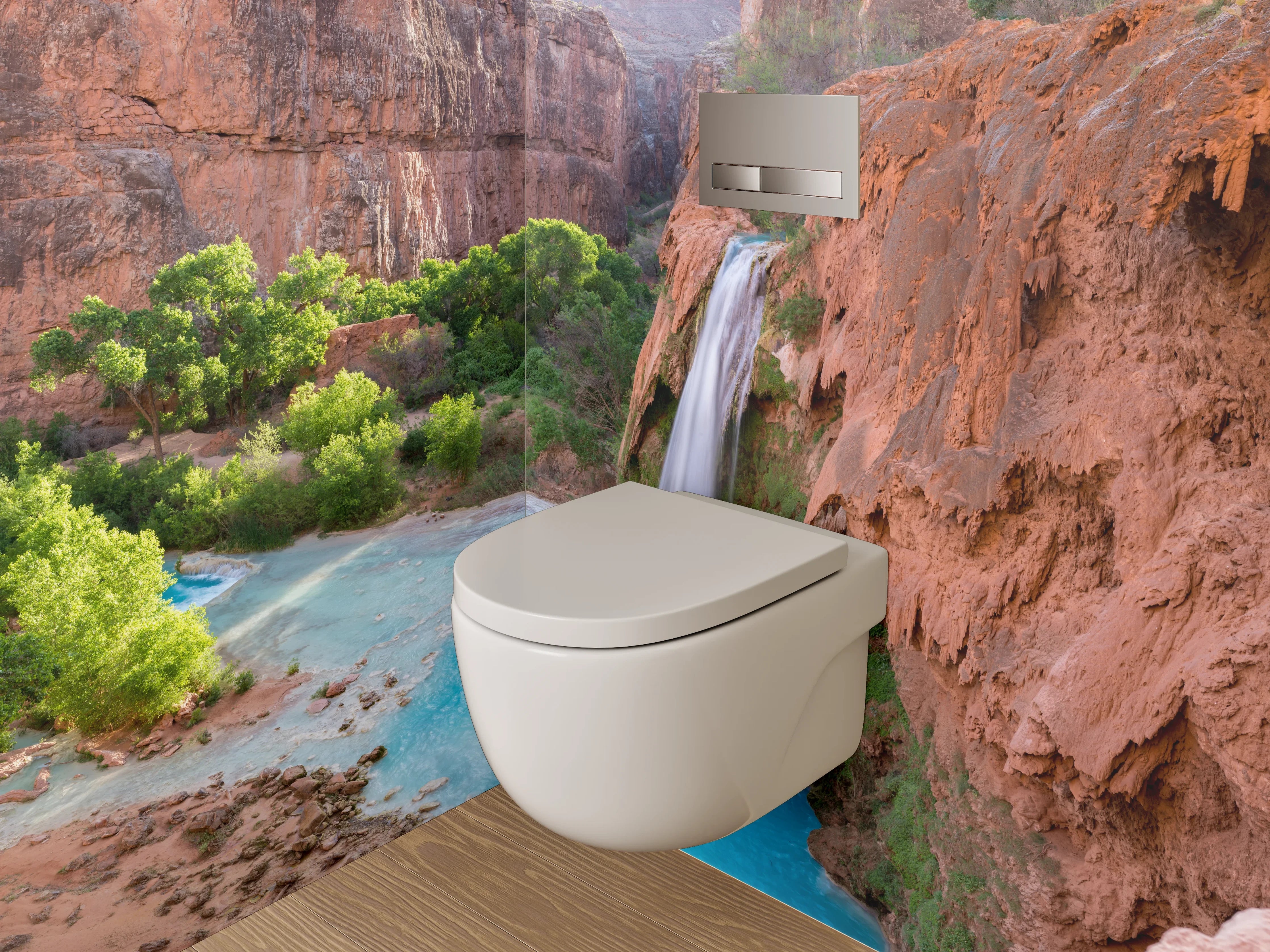 WC-Rückwand - Majestätischer Wasserfall Canyon Natur