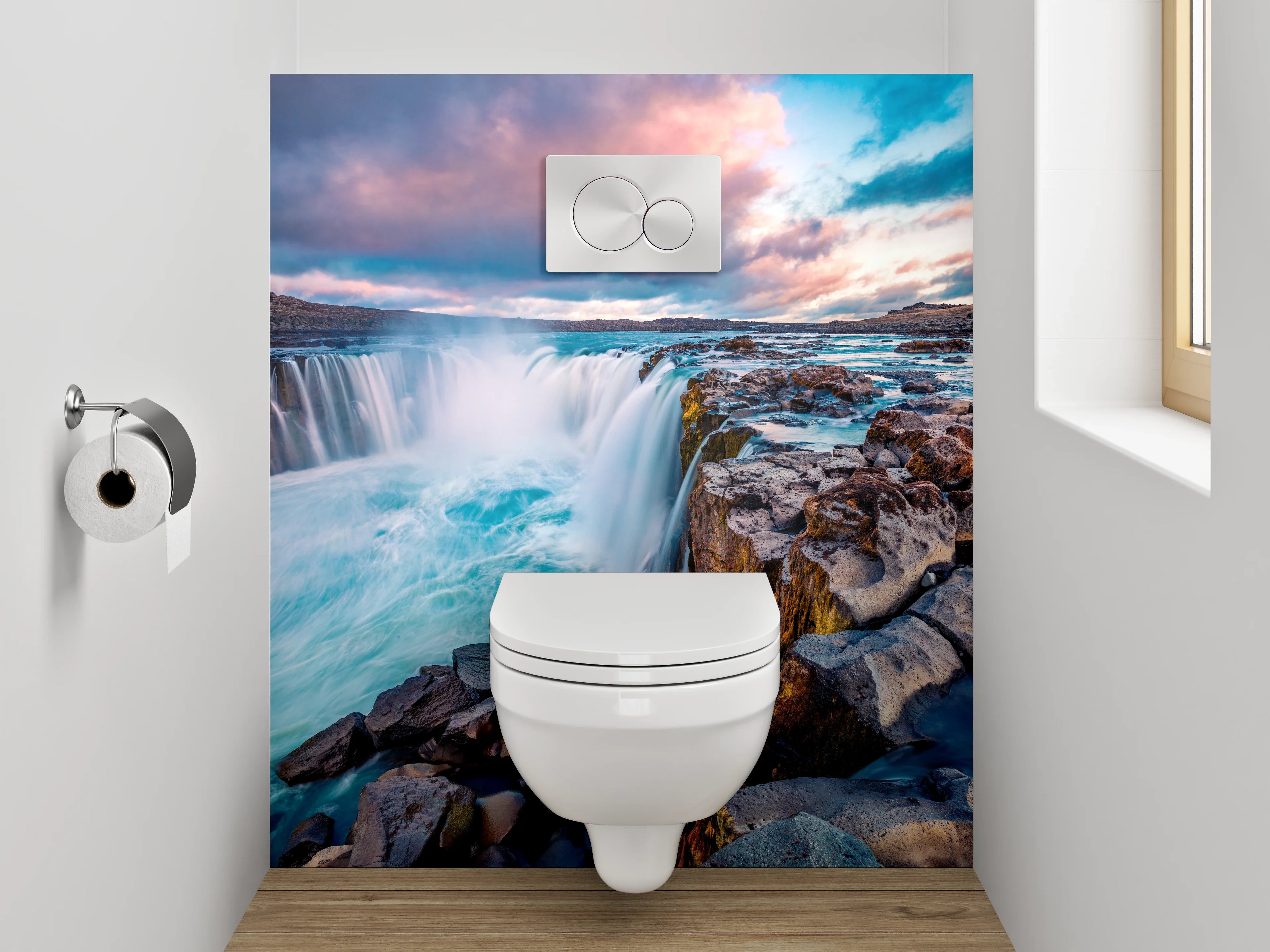 WC-Rückwand - Majestätischer Wasserfall Island Natur