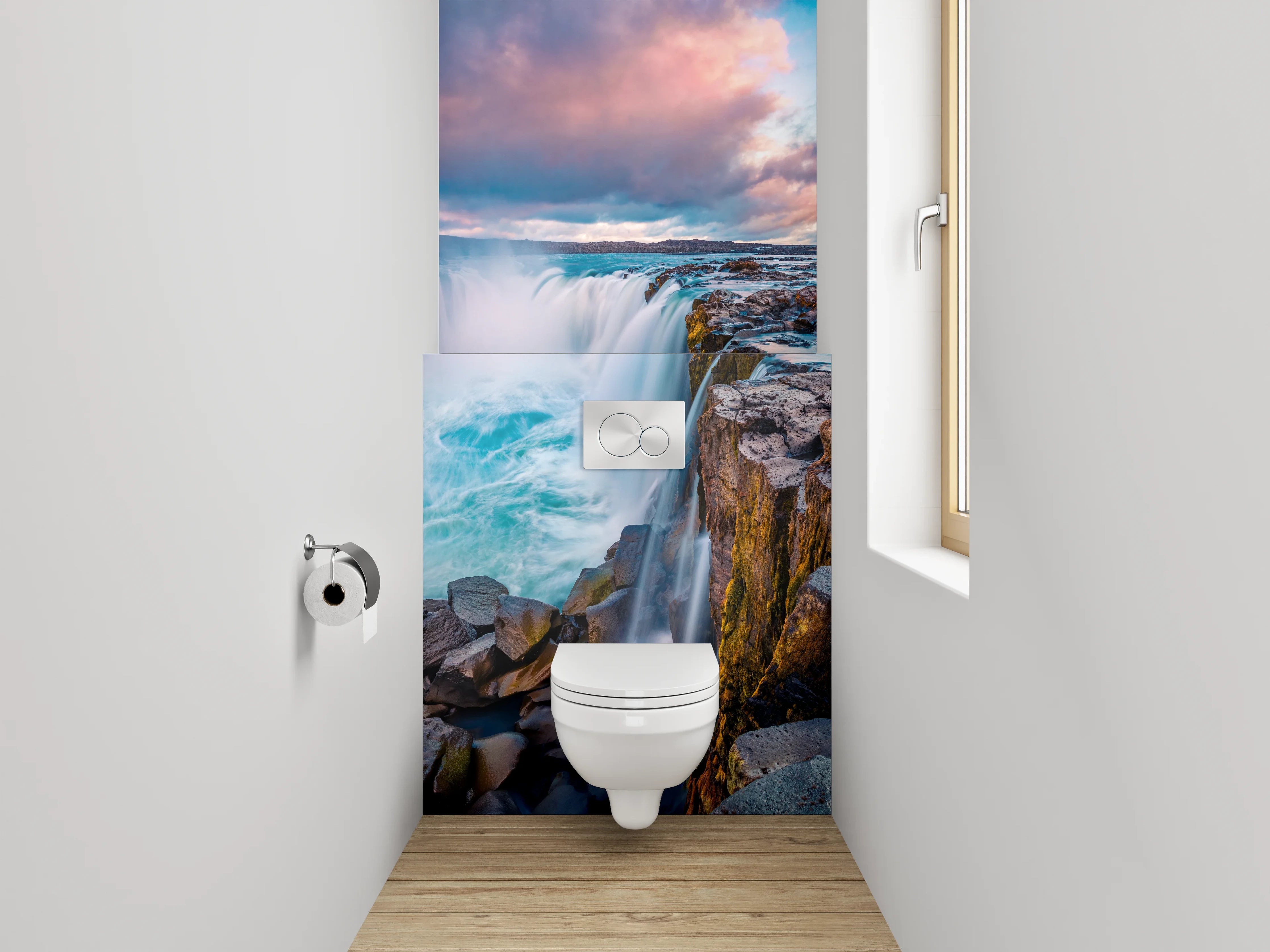 WC-Rückwand - Majestätischer Wasserfall Island Natur