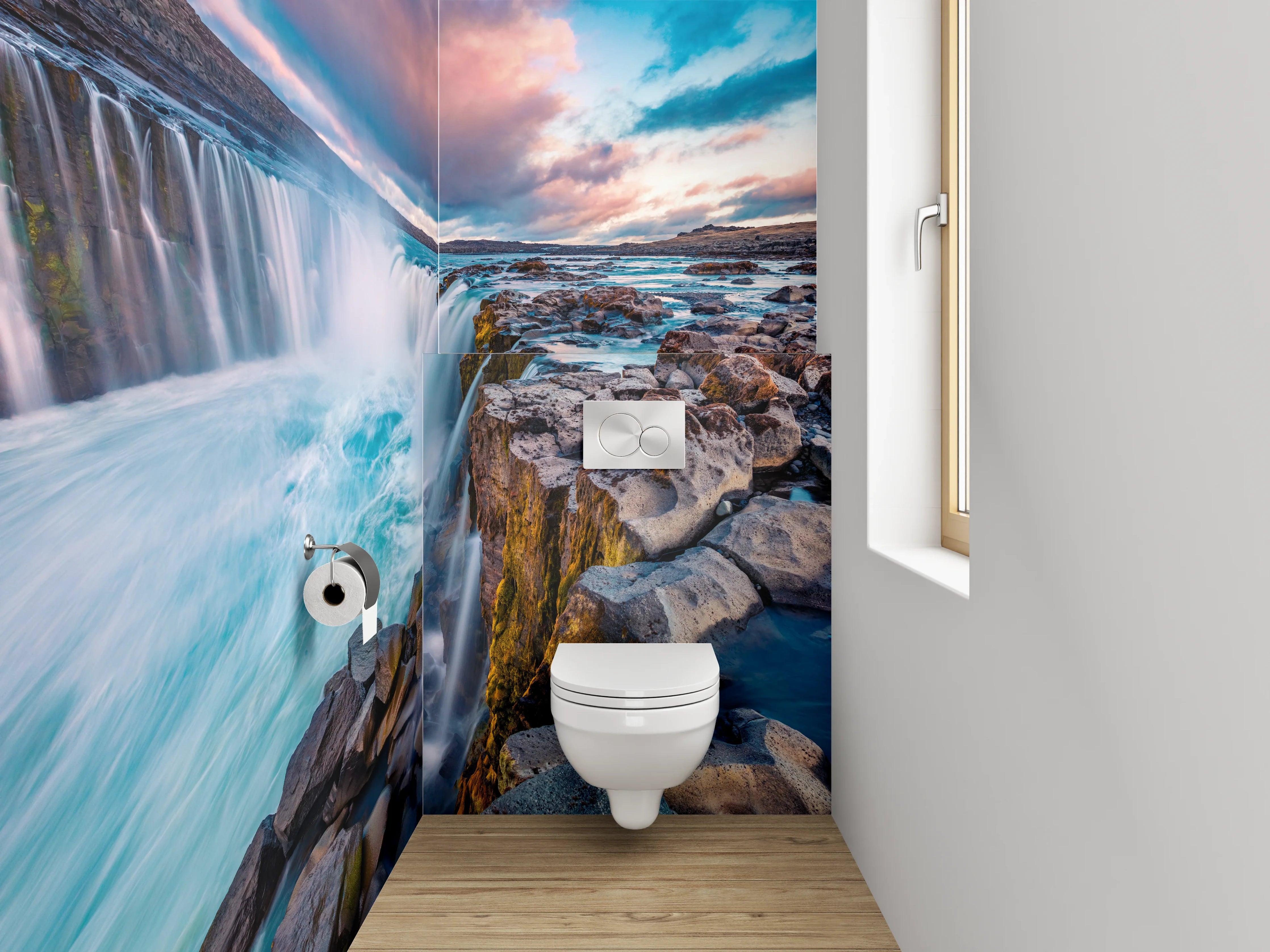 WC-Rückwand - Majestätischer Wasserfall Island Natur
