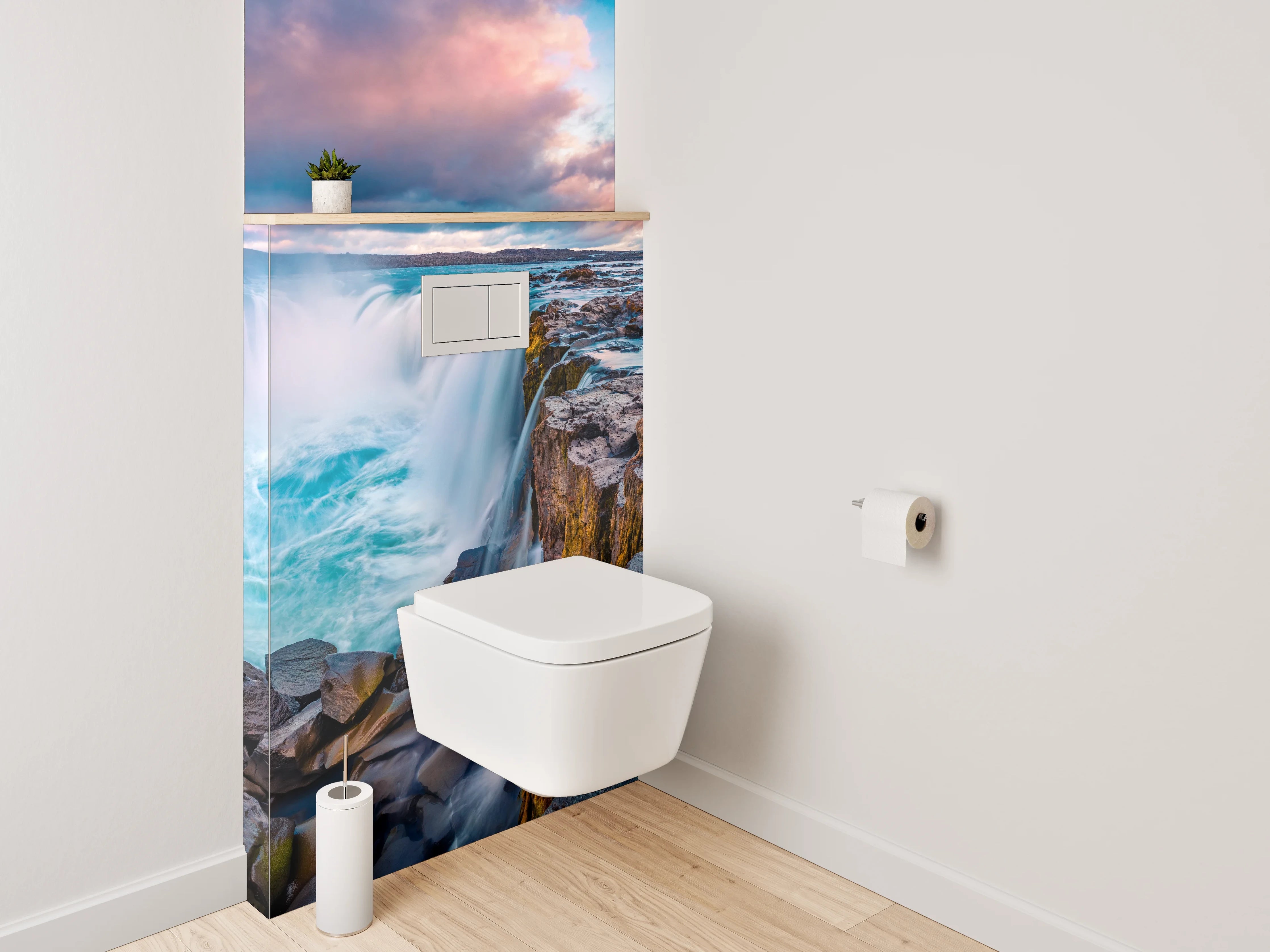 WC-Rückwand - Majestätischer Wasserfall Island Natur