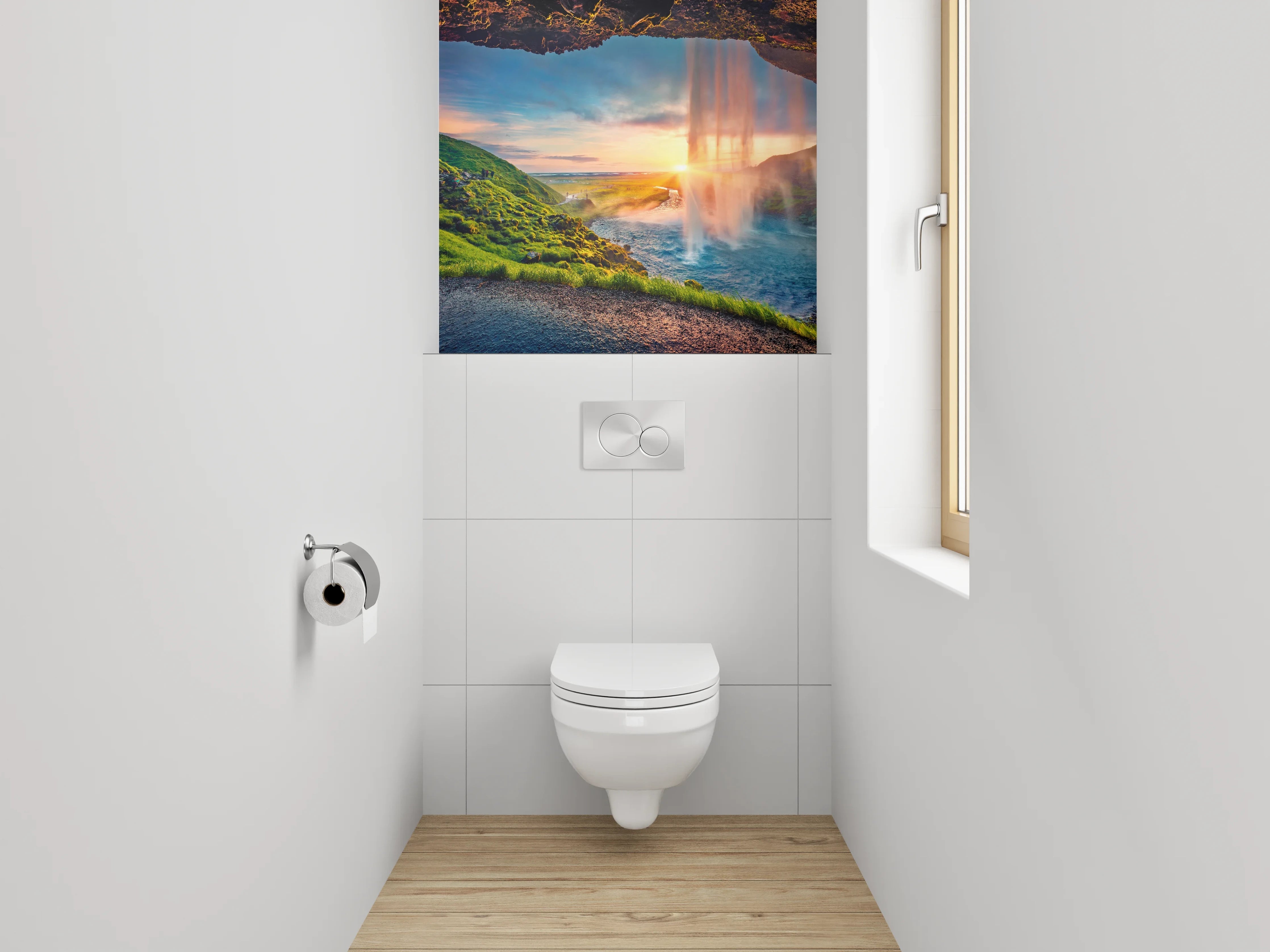 WC-Rückwand - Majestätischer Wasserfall Island Panorama