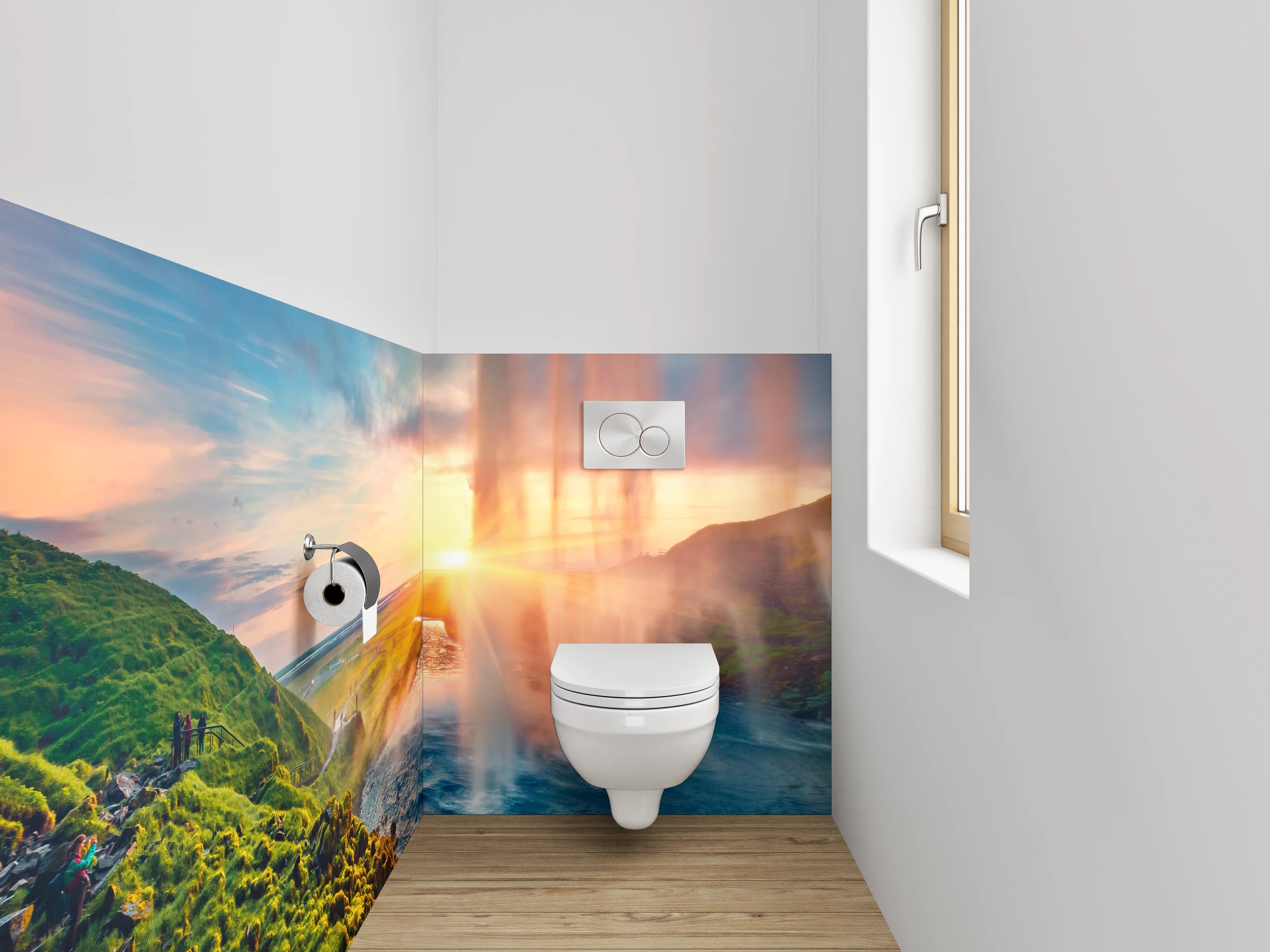 WC-Rückwand - Majestätischer Wasserfall Island Panorama