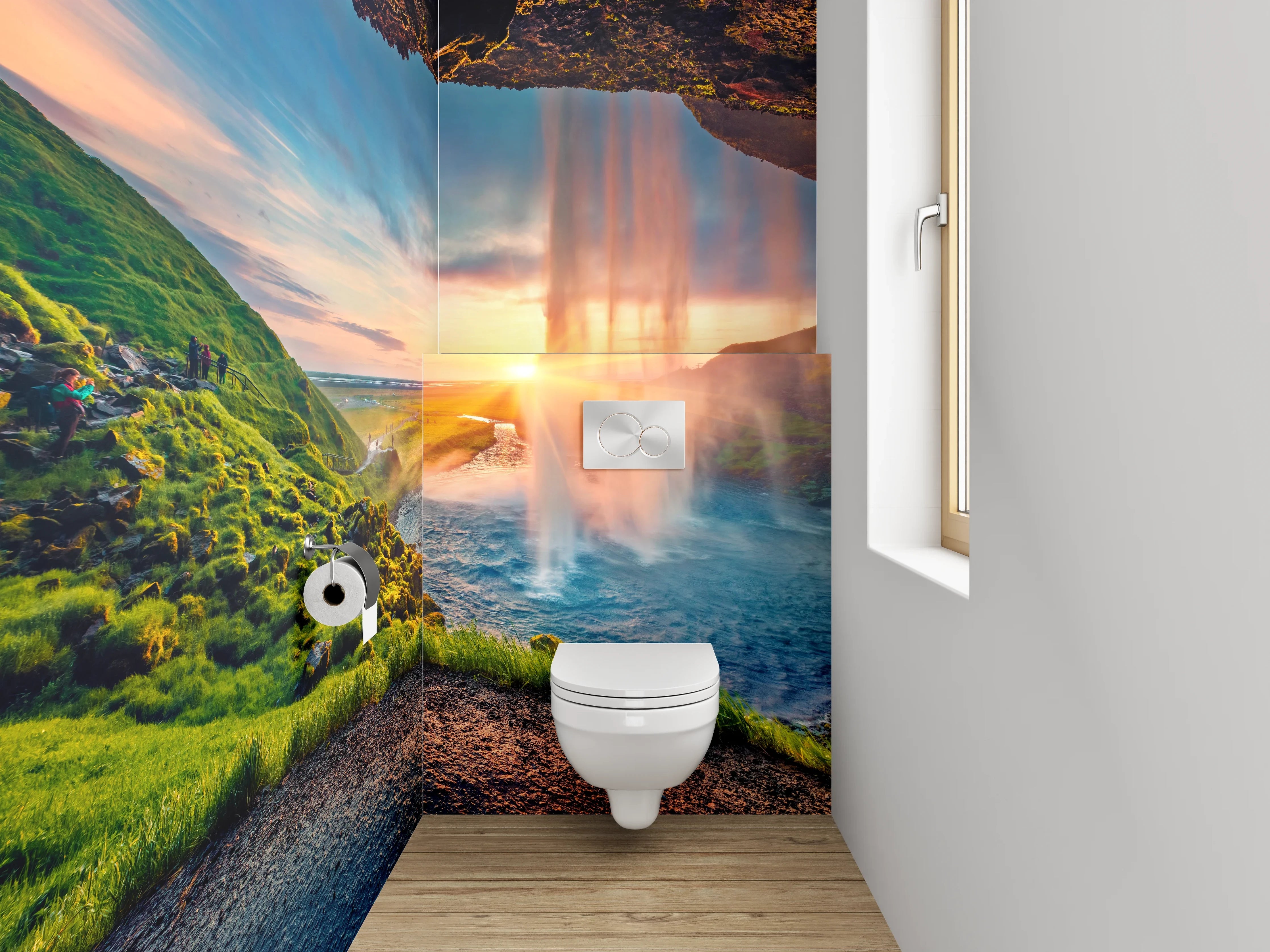 WC-Rückwand - Majestätischer Wasserfall Island Panorama