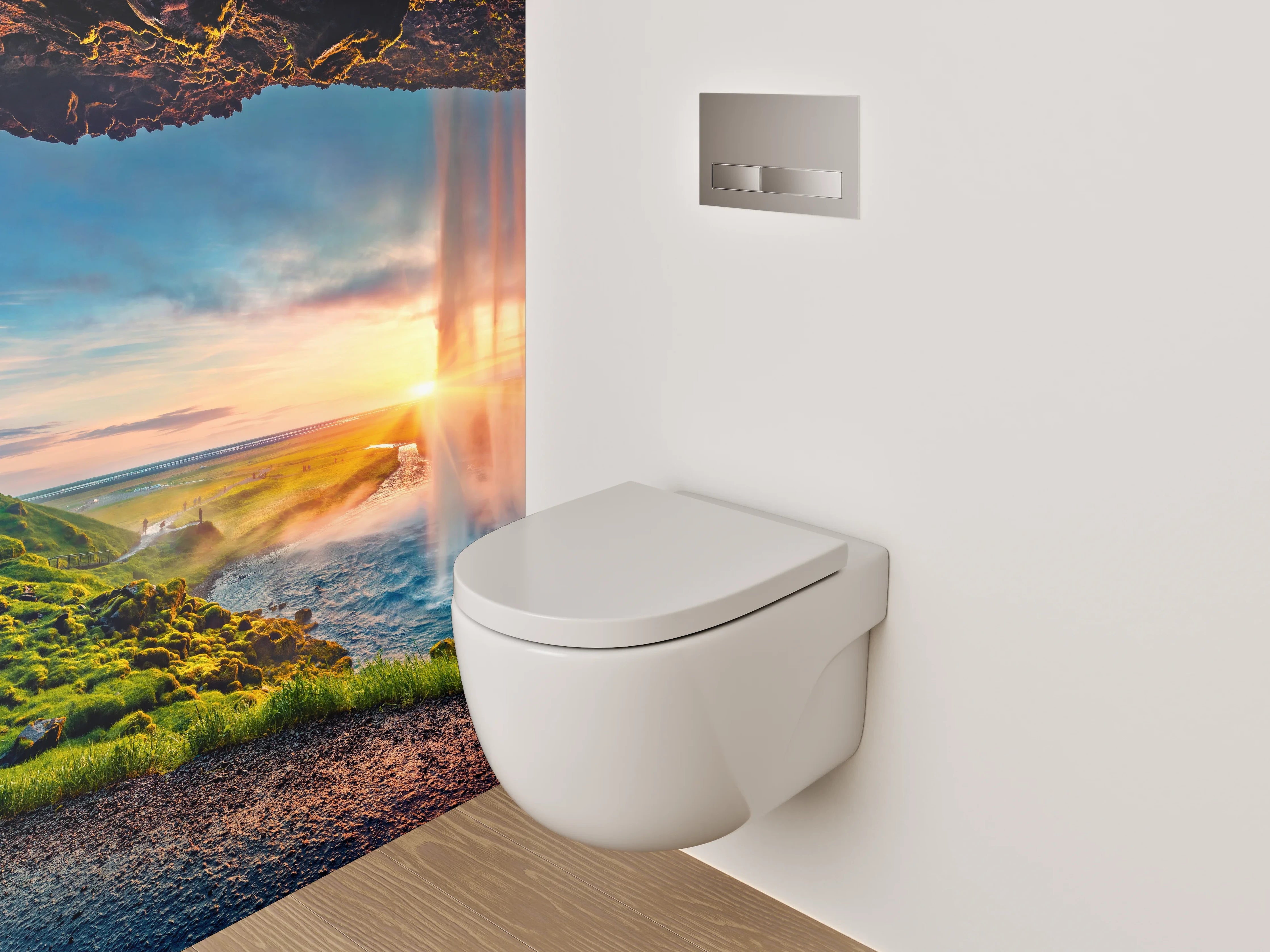 WC-Rückwand - Majestätischer Wasserfall Island Panorama