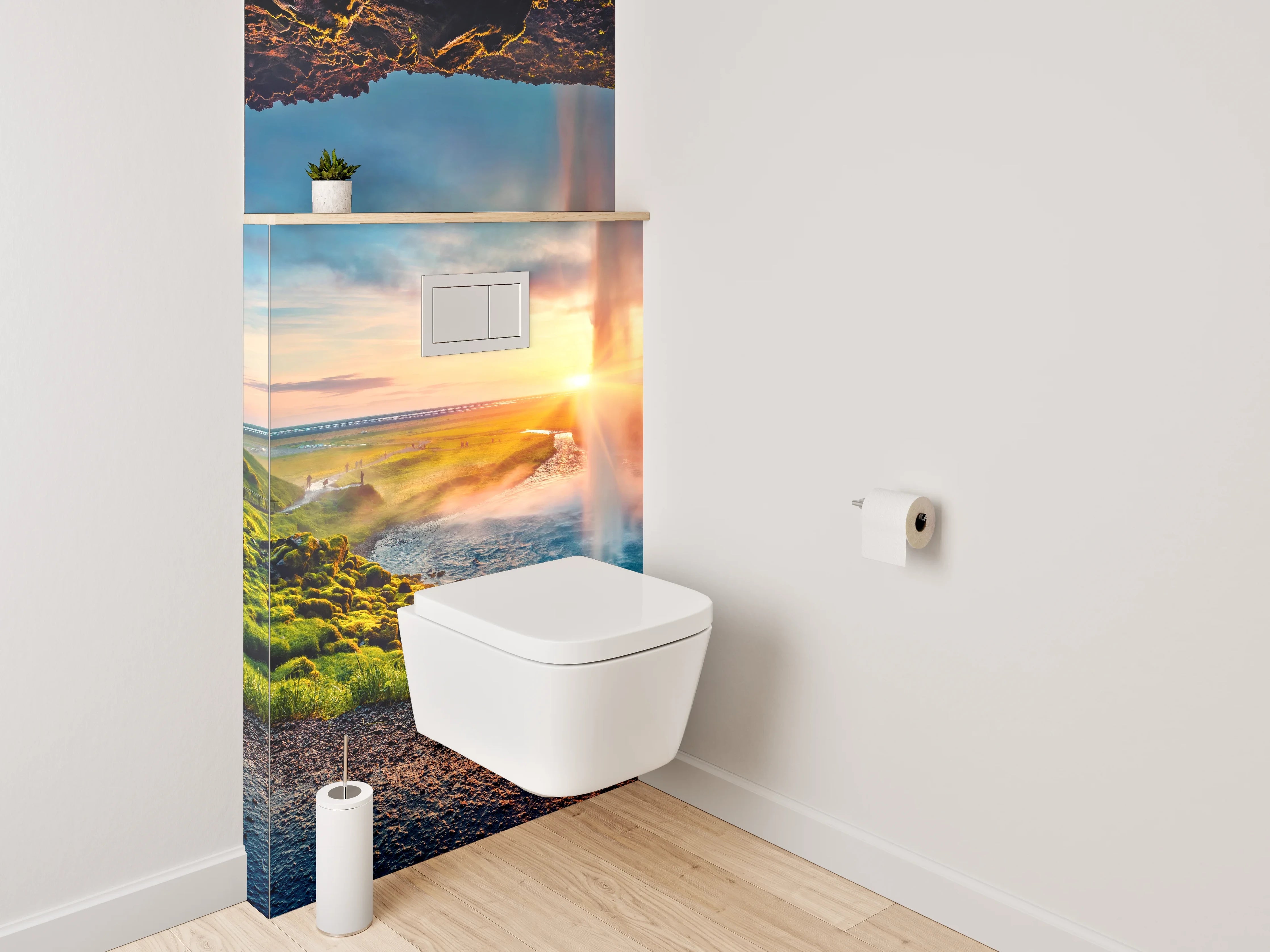WC-Rückwand - Majestätischer Wasserfall Island Panorama
