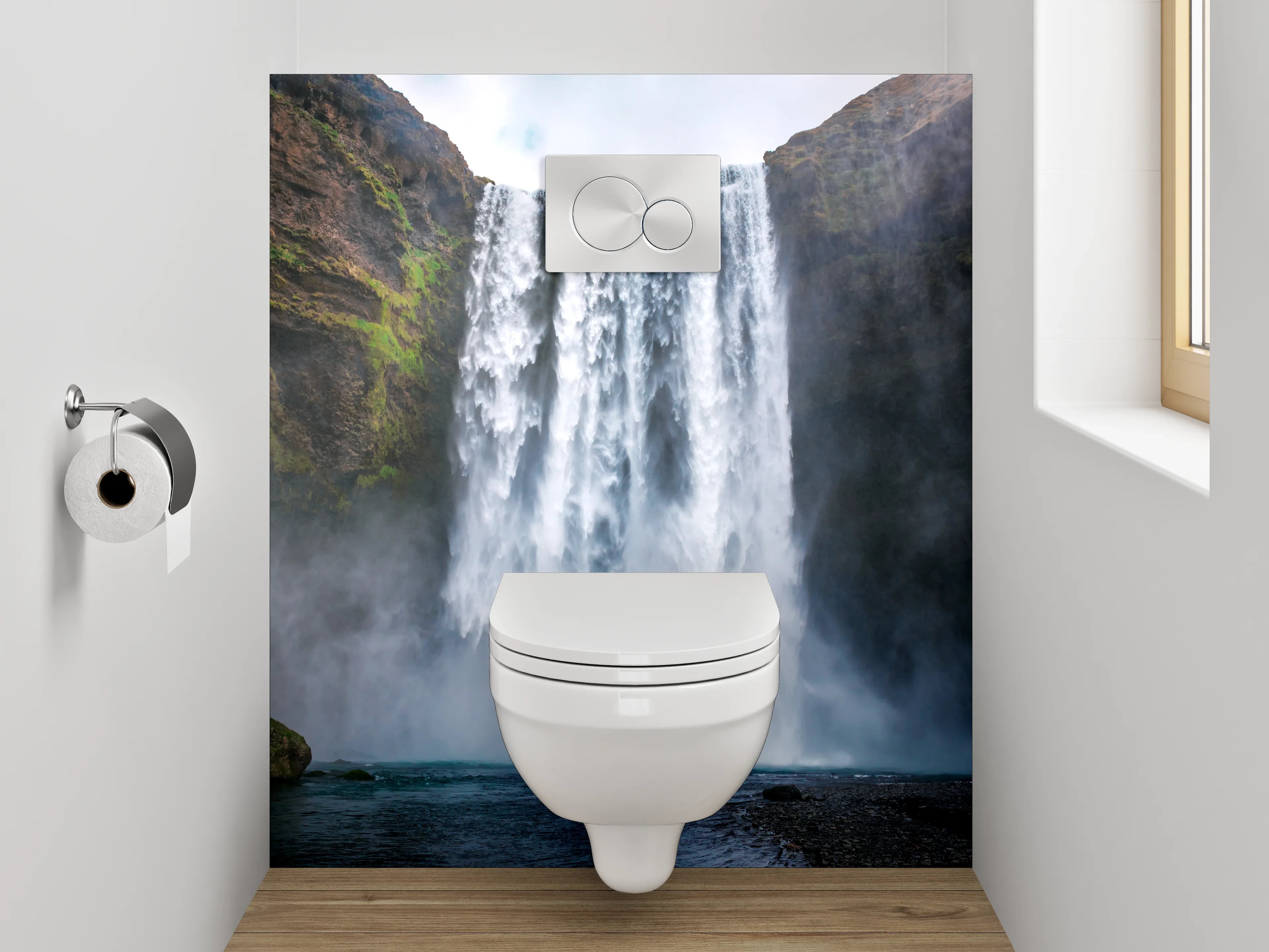 WC-Rückwand - Majestätischer Wasserfall Island