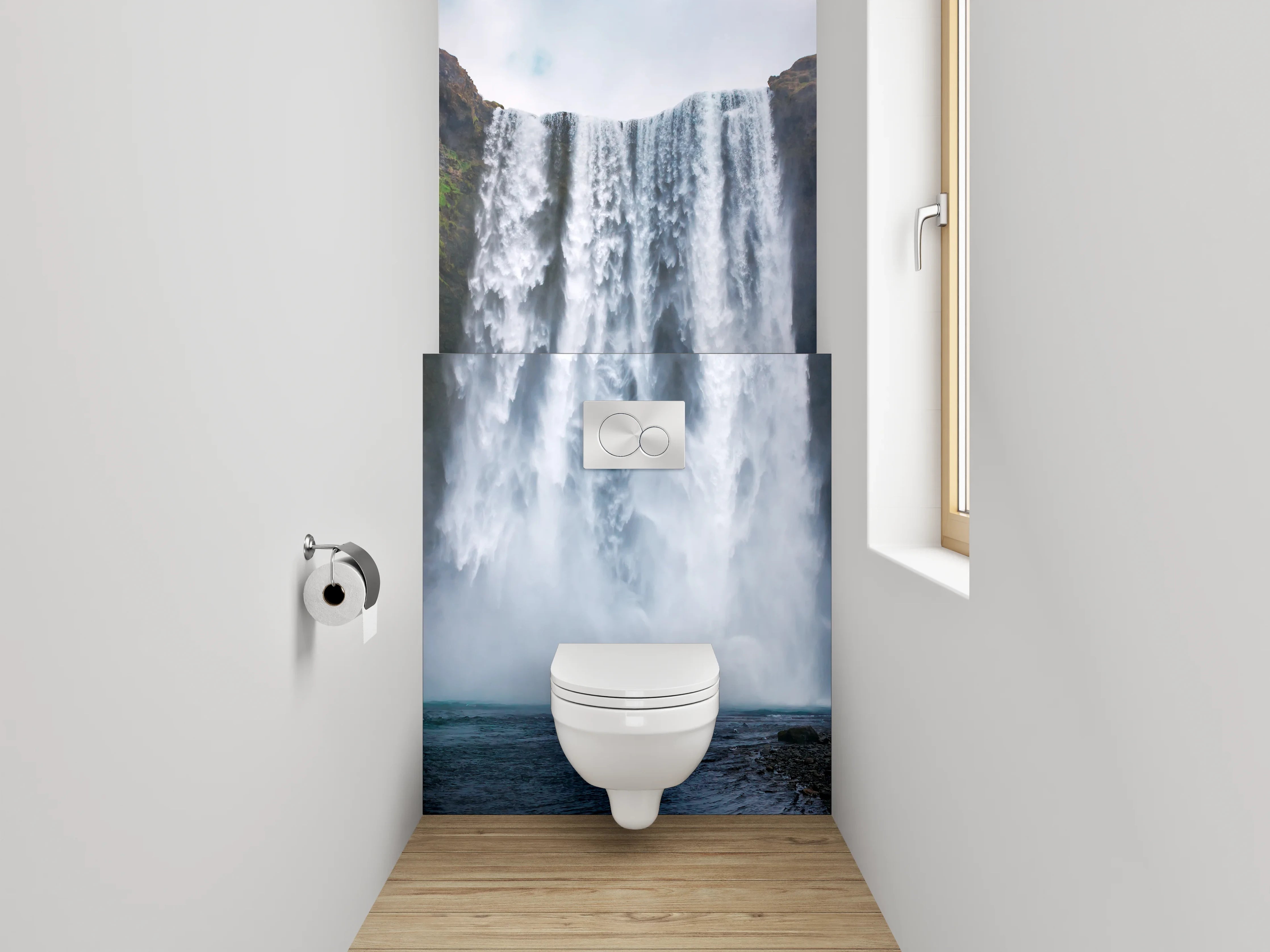 WC-Rückwand - Majestätischer Wasserfall Island