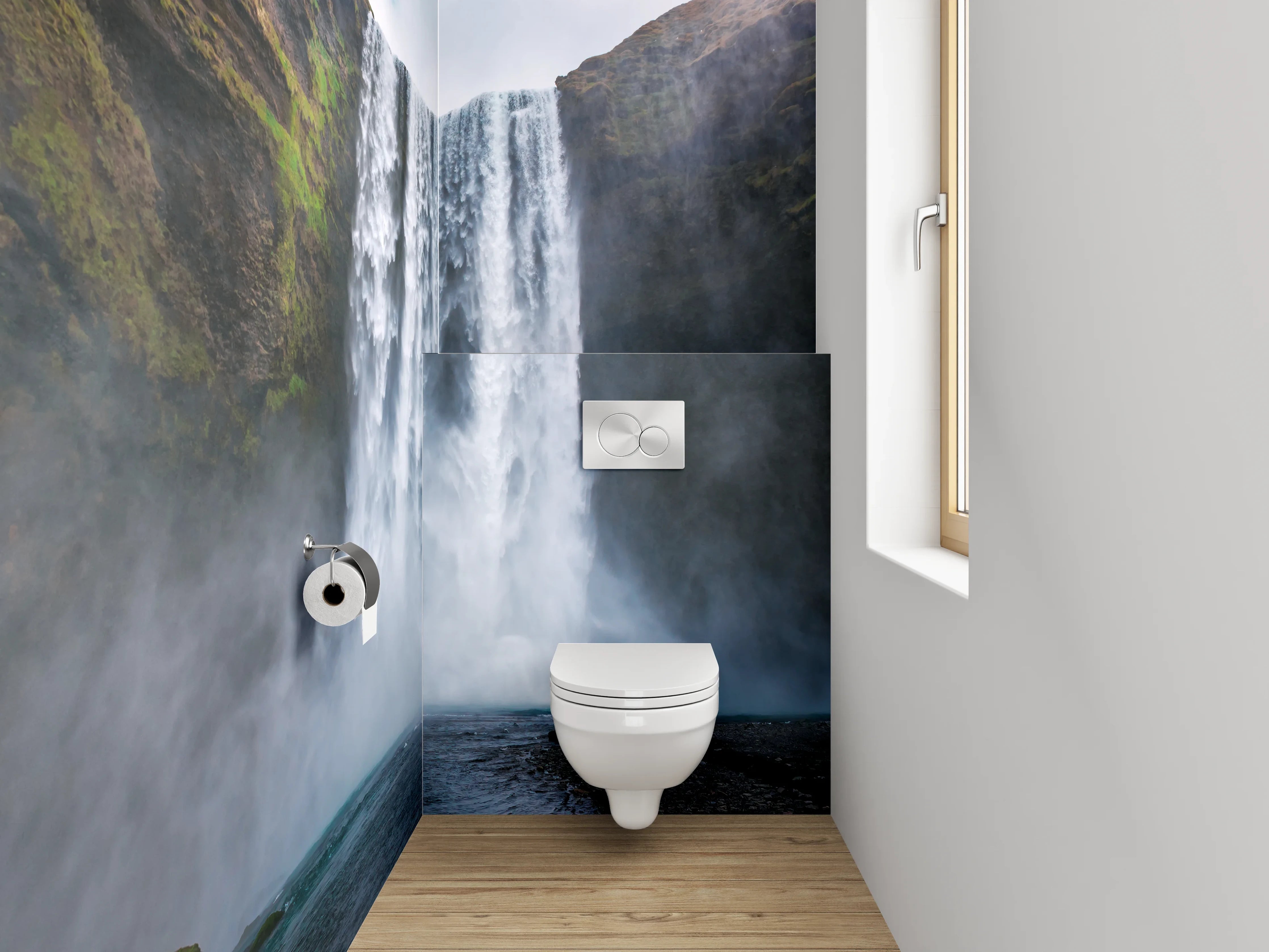 WC-Rückwand - Majestätischer Wasserfall Island