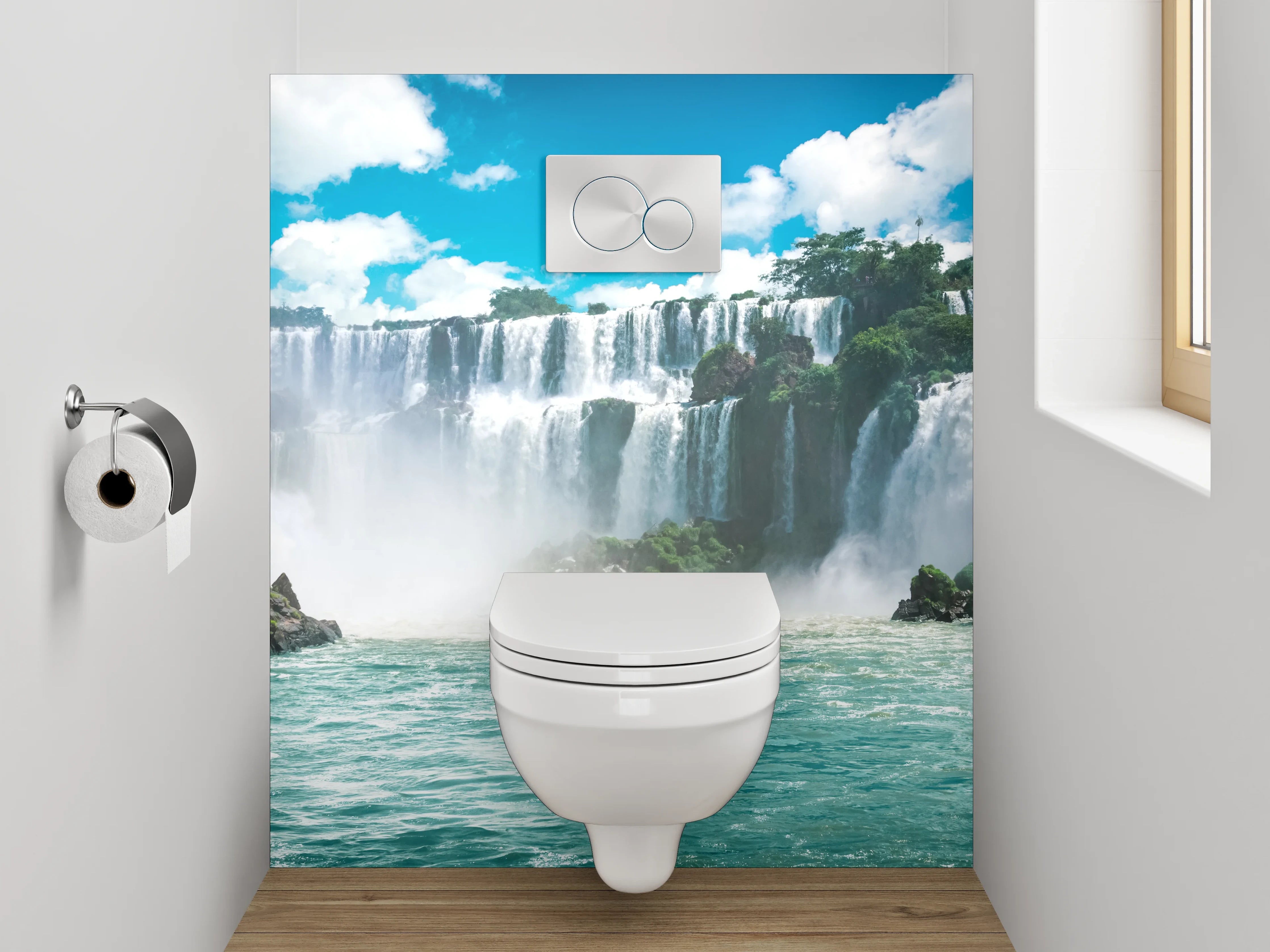 WC-Rückwand - Majestätischer Wasserfall Natur Fotomotiv