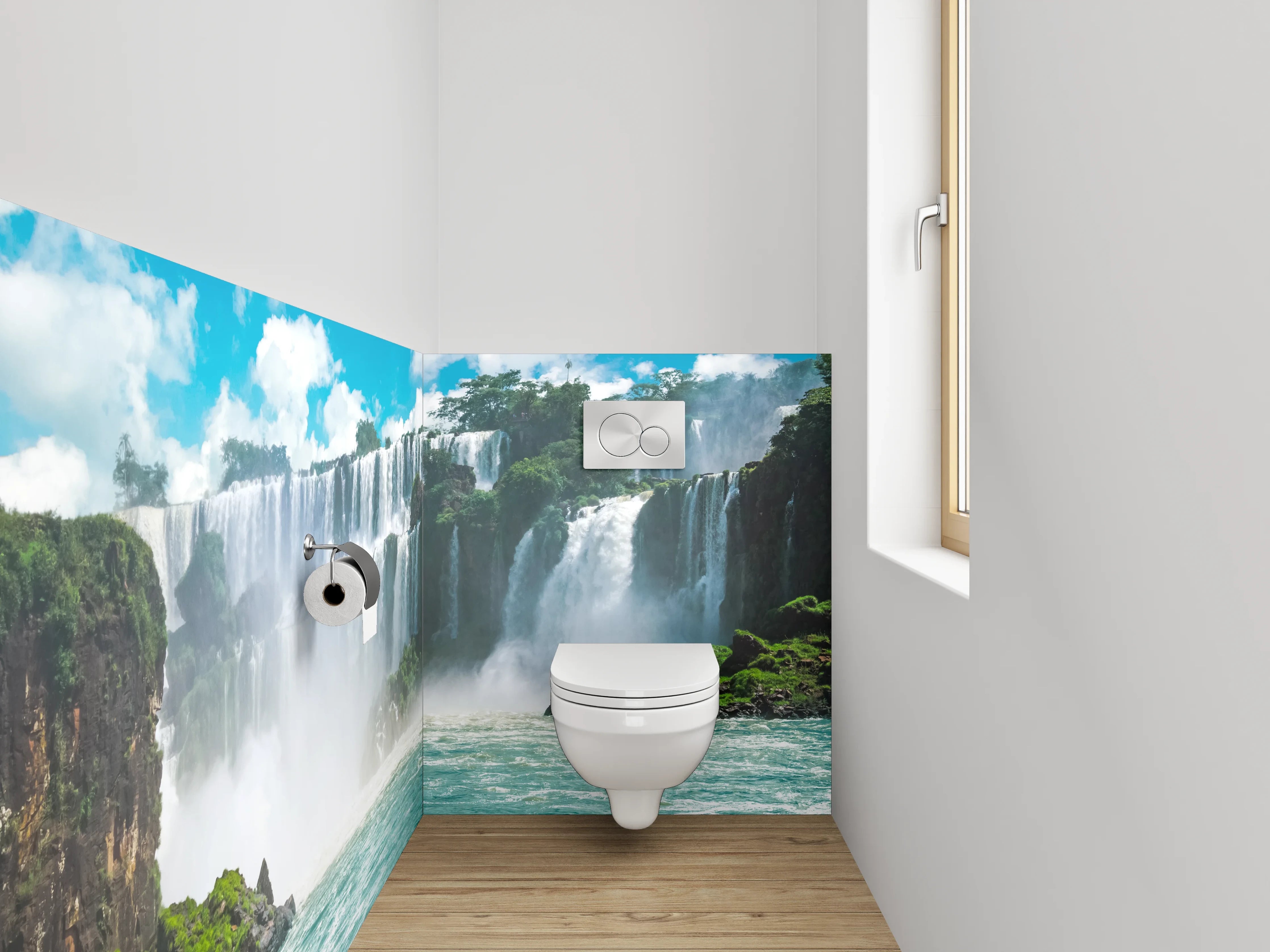 WC-Rückwand - Majestätischer Wasserfall Natur Fotomotiv