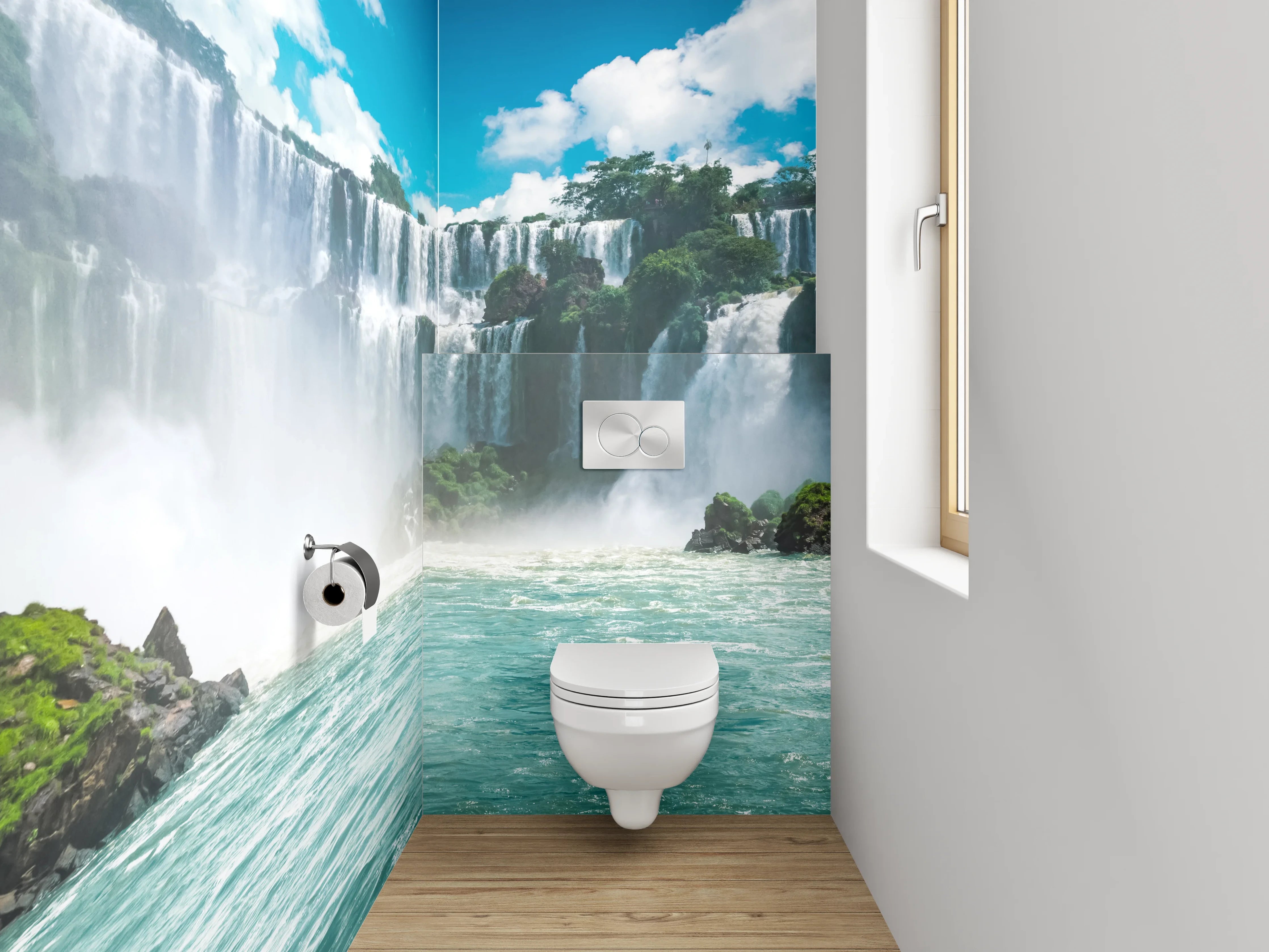 WC-Rückwand - Majestätischer Wasserfall Natur Fotomotiv
