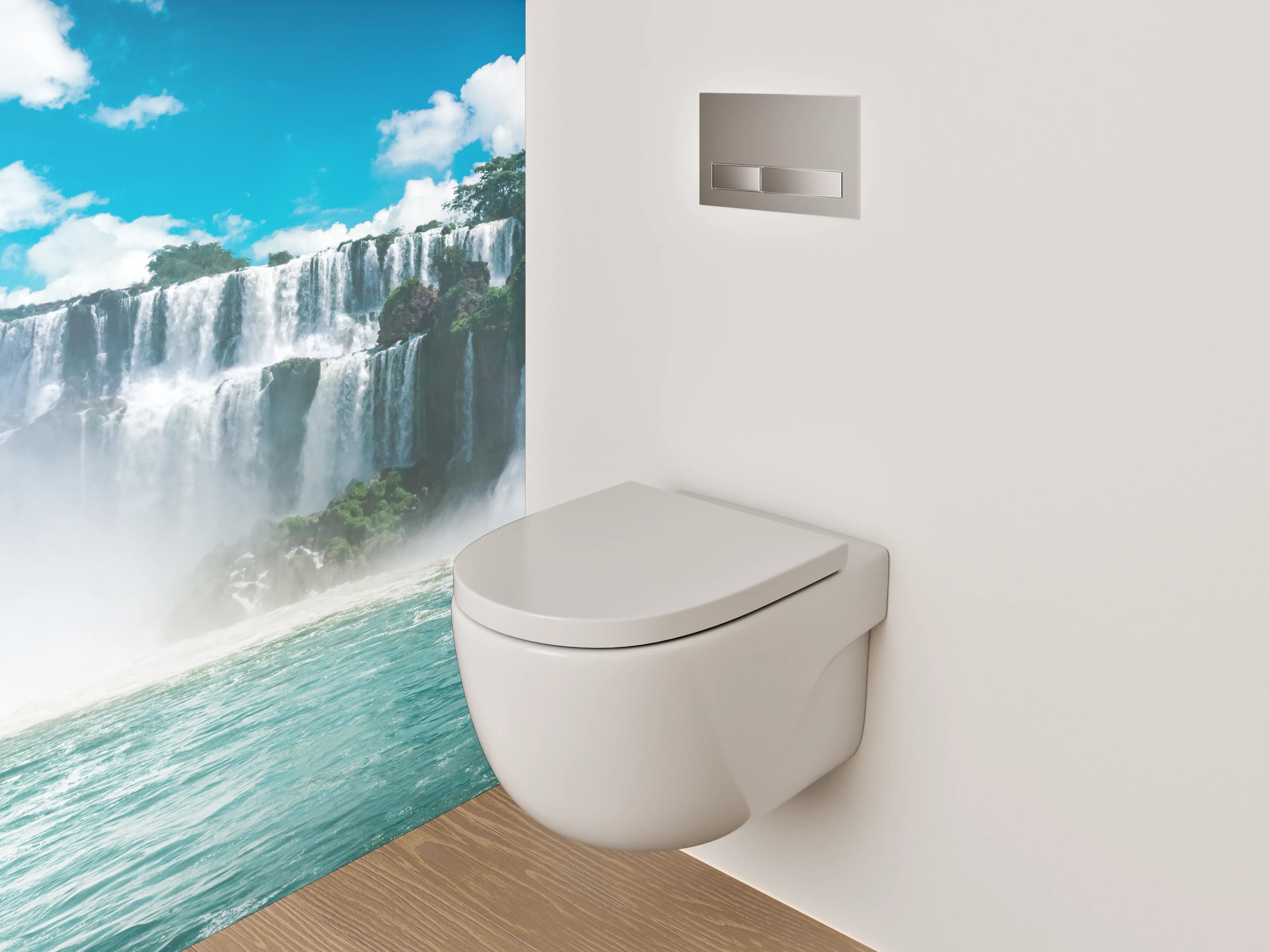 WC-Rückwand - Majestätischer Wasserfall Natur Fotomotiv