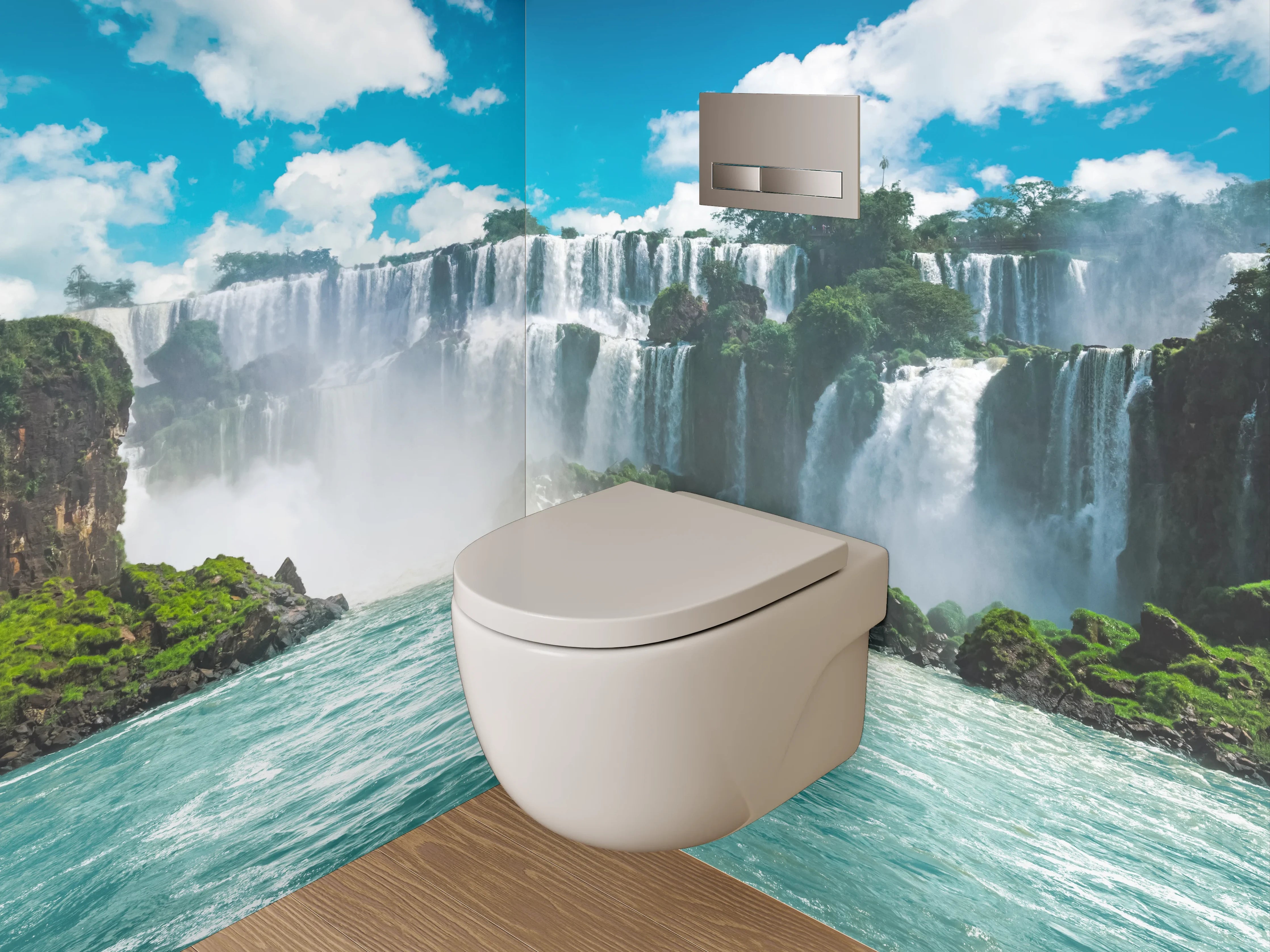 WC-Rückwand - Majestätischer Wasserfall Natur Fotomotiv