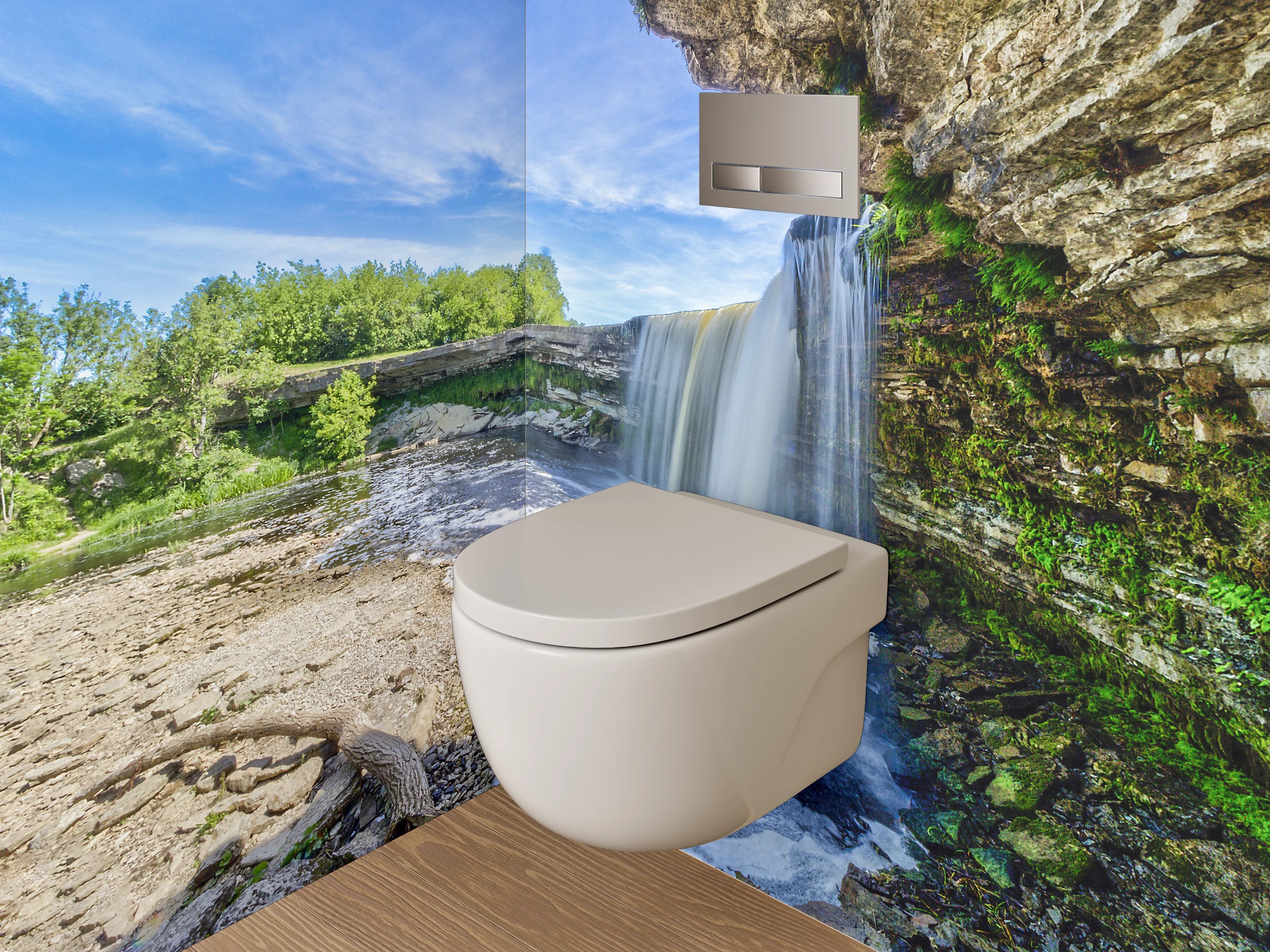WC-Rückwand - Majestätischer Wasserfall Naturmotiv