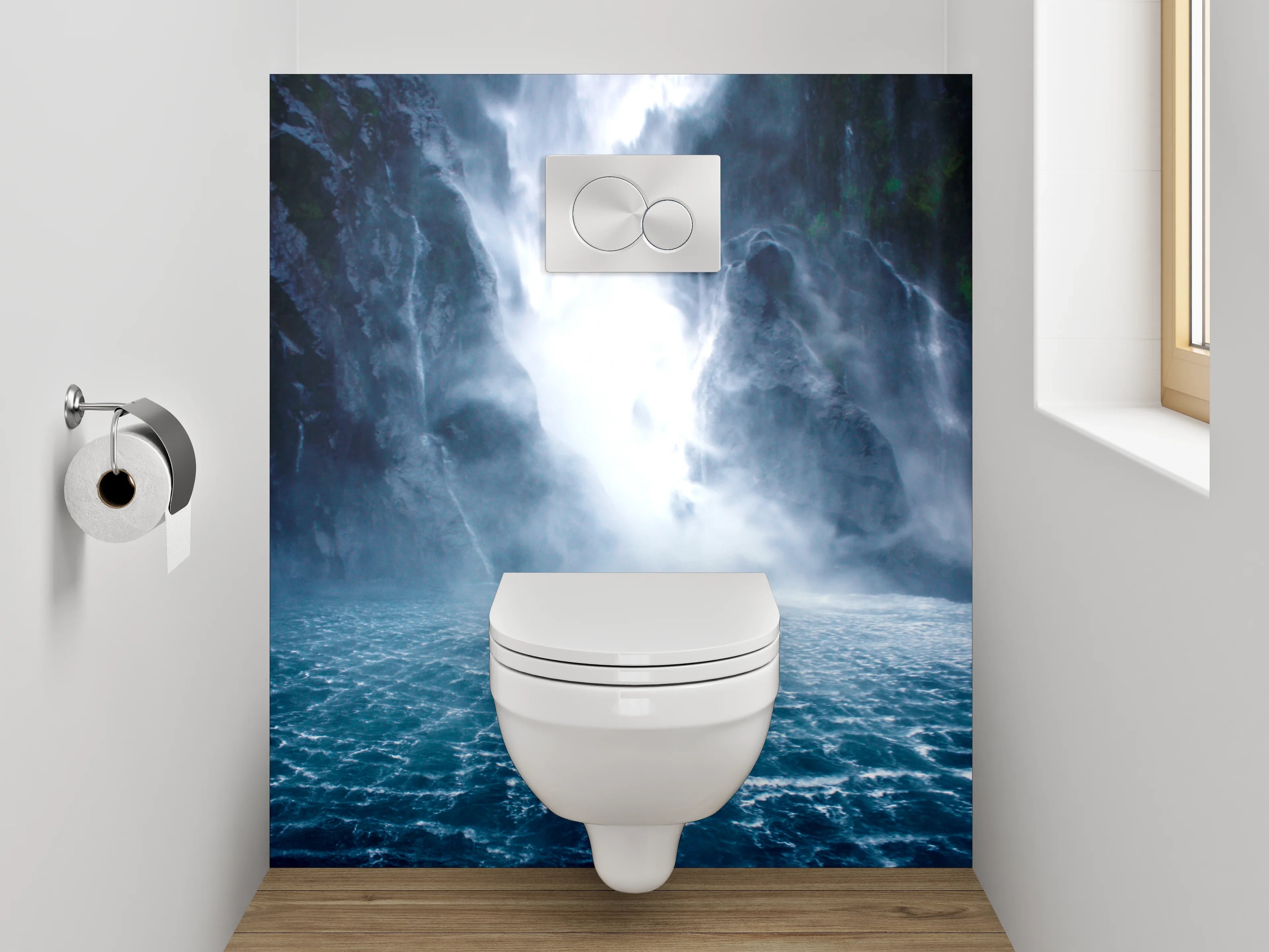 WC-Rückwand - Majestätischer Wasserfall Naturpanorama