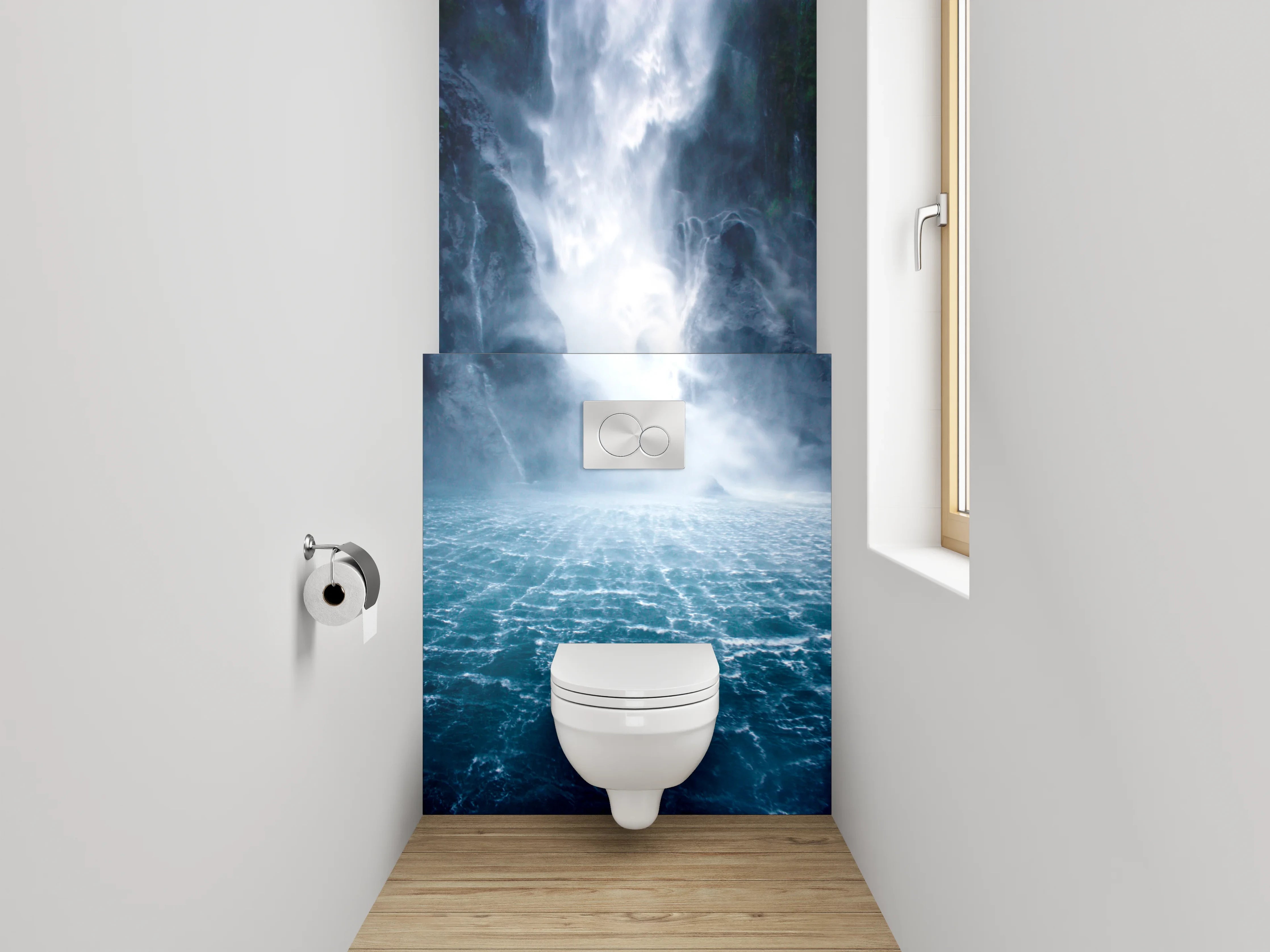WC-Rückwand - Majestätischer Wasserfall Naturpanorama