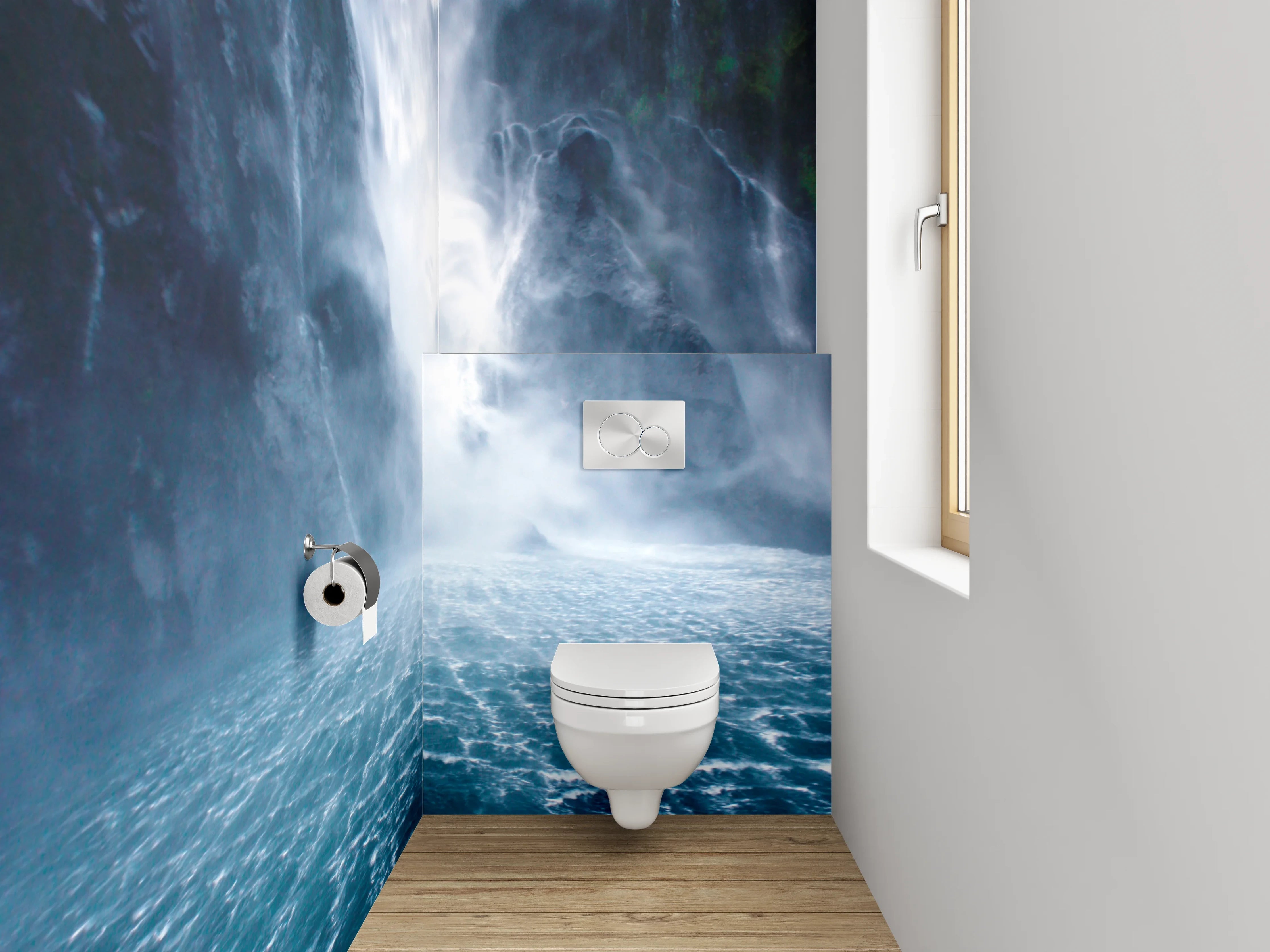 WC-Rückwand - Majestätischer Wasserfall Naturpanorama